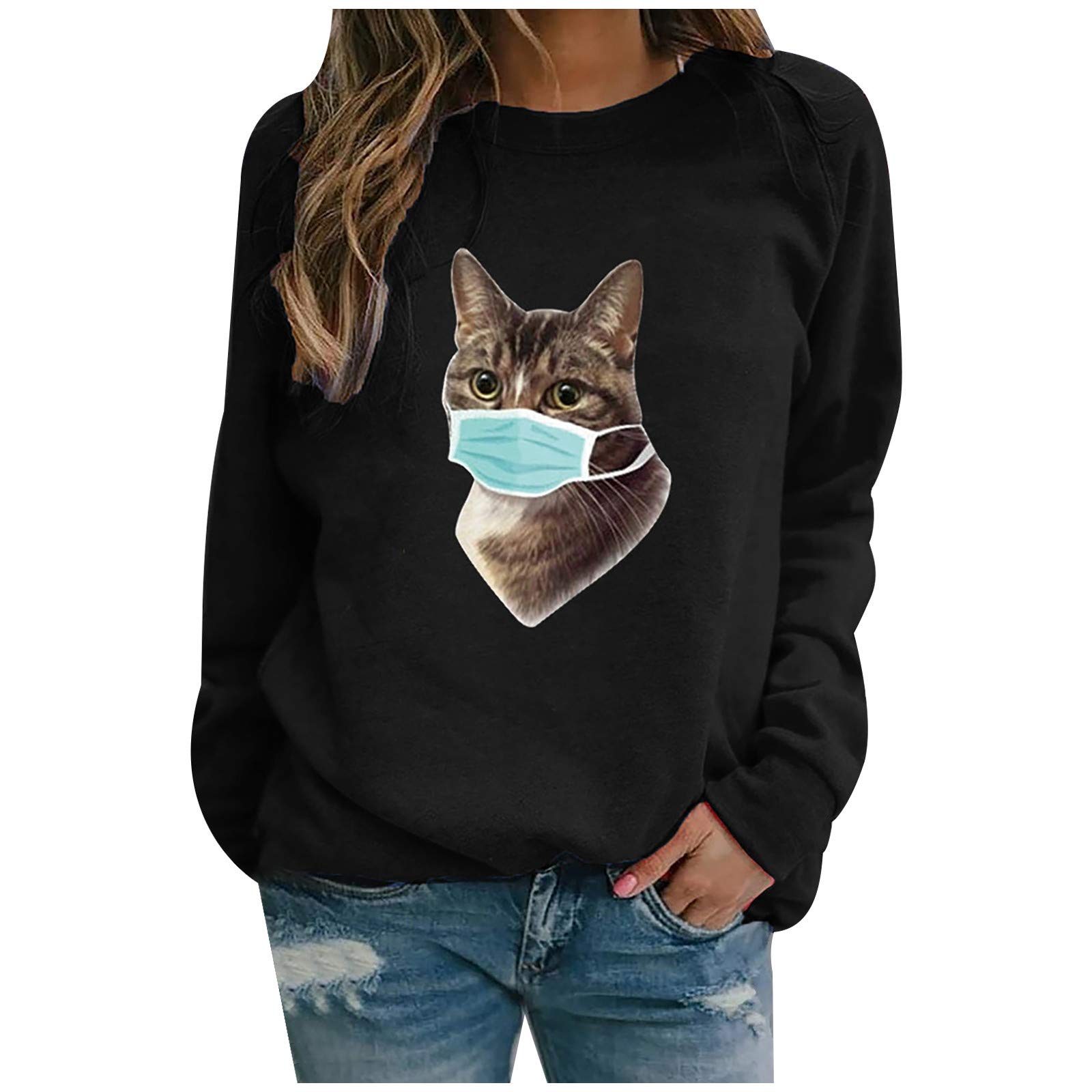 Trendy Women's Animal Print Crewneck Sweatshirt - Long Sleeve Blouse Top for Casual Wear, Workout & Street Fashion
