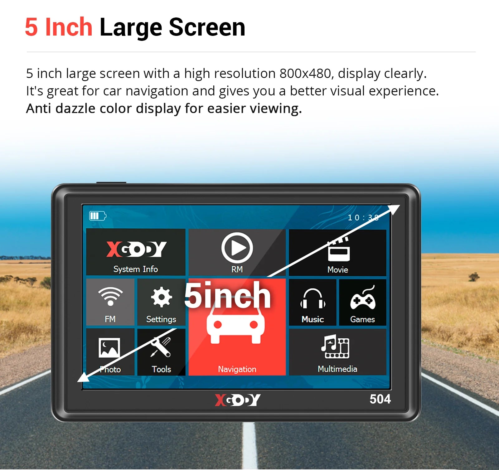 XGODY 560 5-Inch Car GPS Navigator with Voice Guidance & Free Lifetime Map Updates - Perfect for Road Trips, Trucking, and Offline Navigation