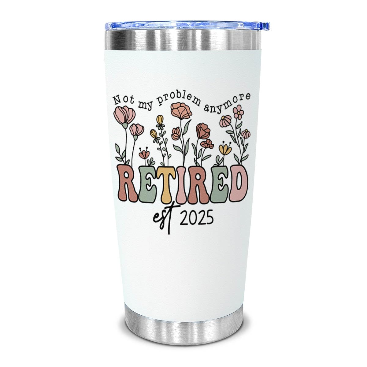 2025 Best Retirement Gifts for Women - 20 oz Stainless Steel Tumbler Cup with 'Not My Problem Anymore' Design - Perfect Farewell Gift for Retired Mom, Wife, Sister, Boss, Coworker, Teacher, Nurse - Ideal for Office Parties, Retirement Celebrations & Daily Use