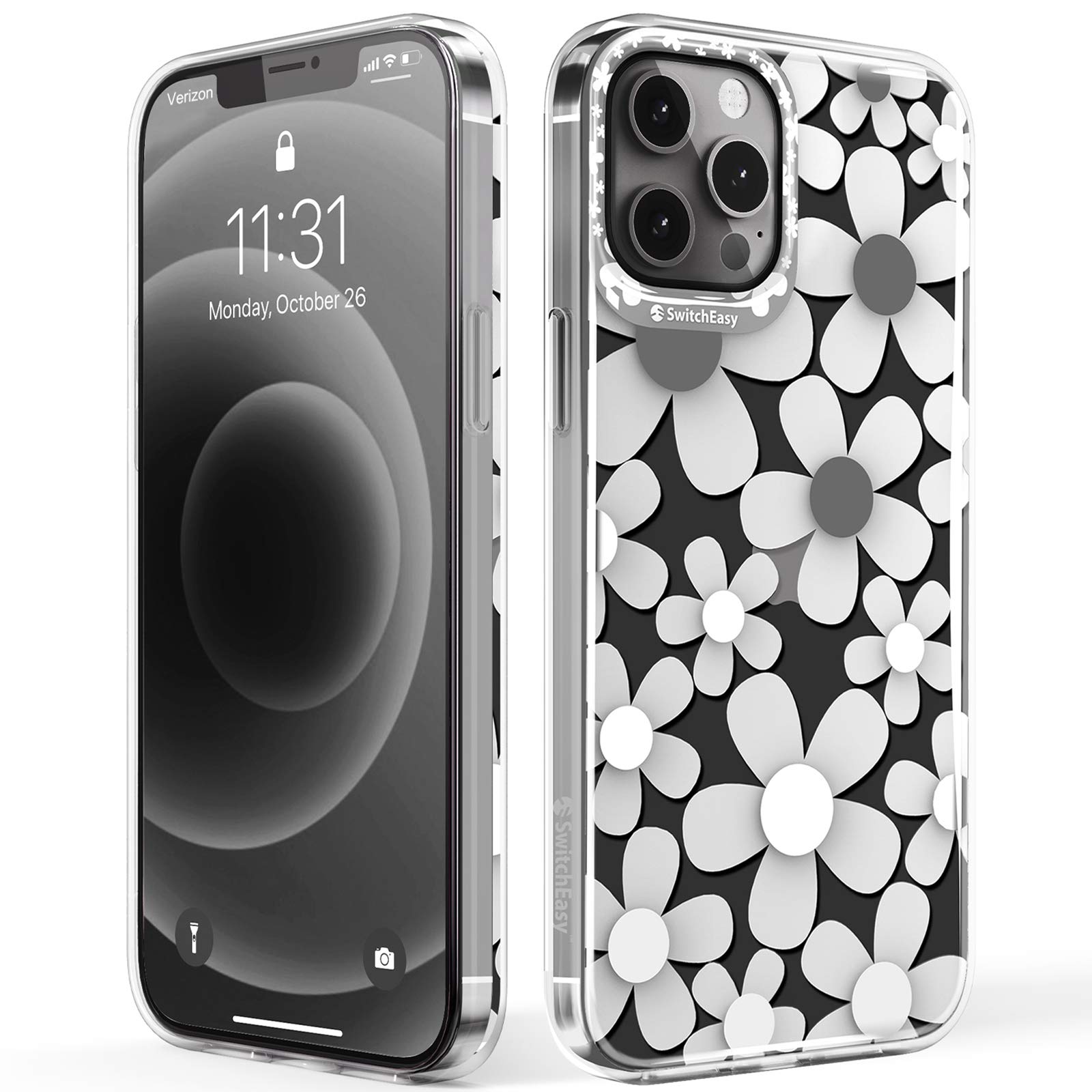 SWITCHEASY iPhone 12 Case & iPhone 12 Pro Case 6.1 Inch (2020) - Sparkling Clear Hard Protective Phone Cover with Bling Design for Women (Fleur) | Fashion Accessory for Daily Use, Parties & Special Occasions