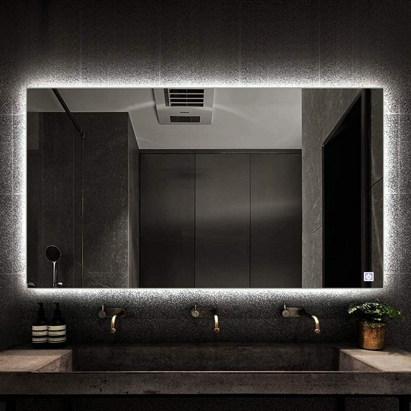 FMOGE LED Backlit Bathroom Mirror with Touch Control - Anti-Fog Vanity Mirror for Makeup & Shaving - Perfect for Modern Bathrooms, Bedrooms, and Dressing Areas