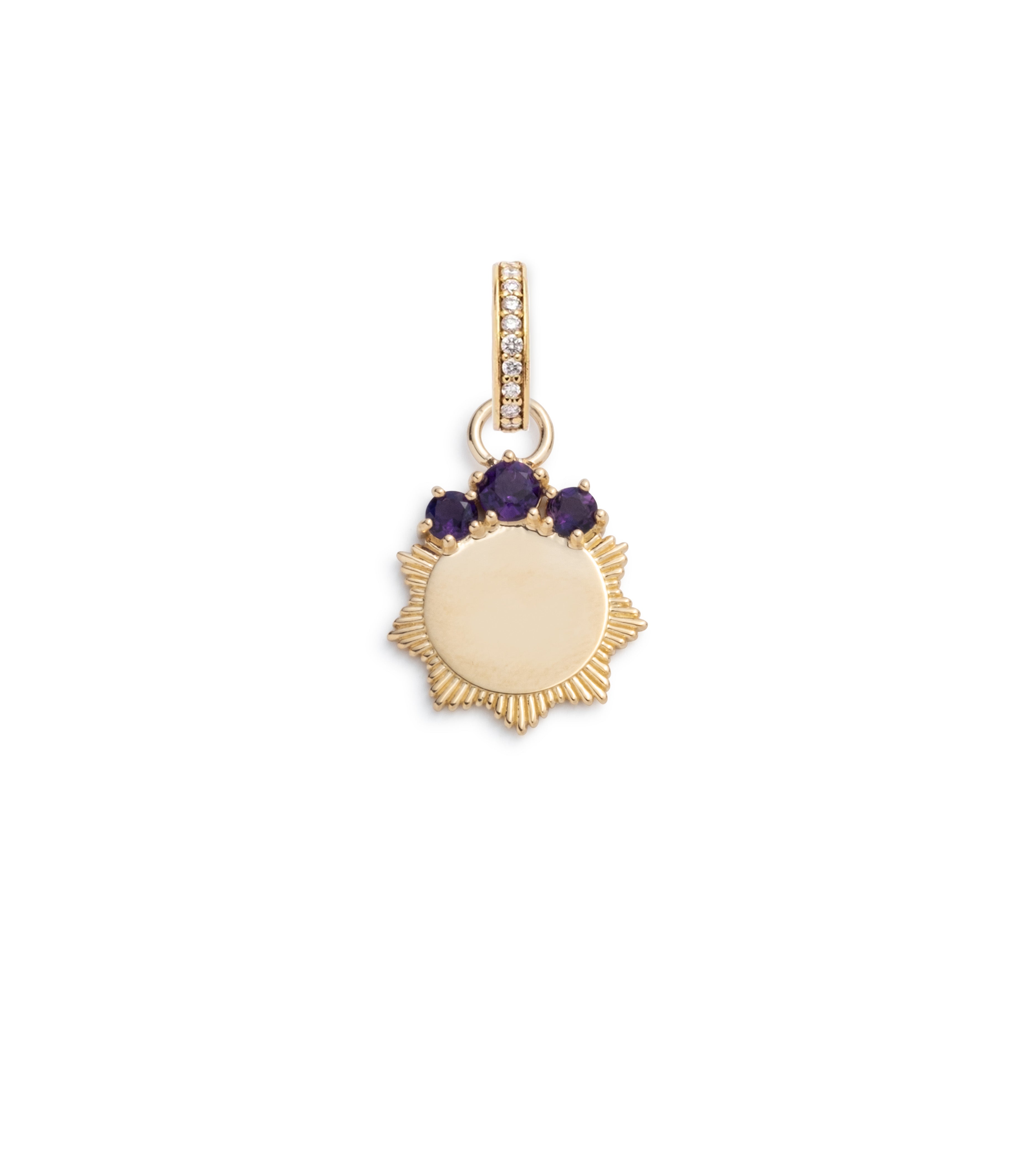 Engravable Amethyst Miniature Medallion with Annex Link - Perfect for Personalized Jewelry, Gifts & Spiritual Healing