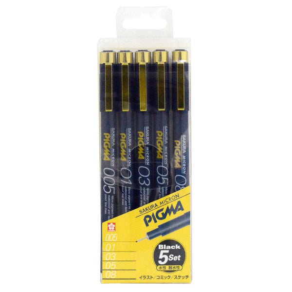 Sakura Pigma Micron Fineliner Pen Set - 5 Pack of Fine Point Rollerball Felt Tip Pens for Drawing, Sketching, Calligraphy & Art Projects - Perfect for Artists, Illustrators & Crafters