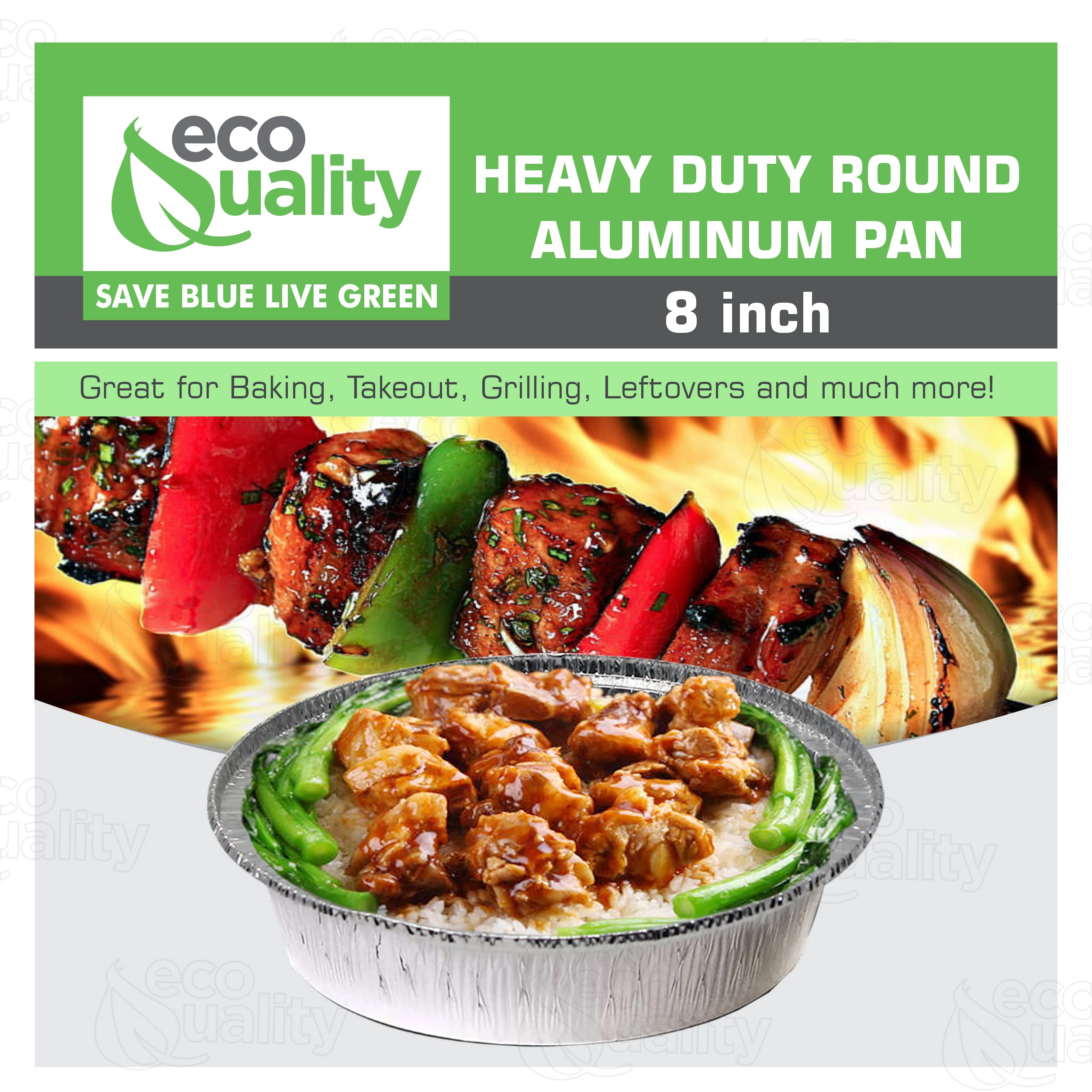 EcoQuality 400-Pack 8-Inch Disposable Round Aluminum Foil Pans - Premium Disposable Tin Containers for Baking, Cooking, Catering, Parties & Restaurants (Lid Not Included) - Perfect for Meal Prep, Takeout Food, BBQ, Picnics & Holiday Gatherings