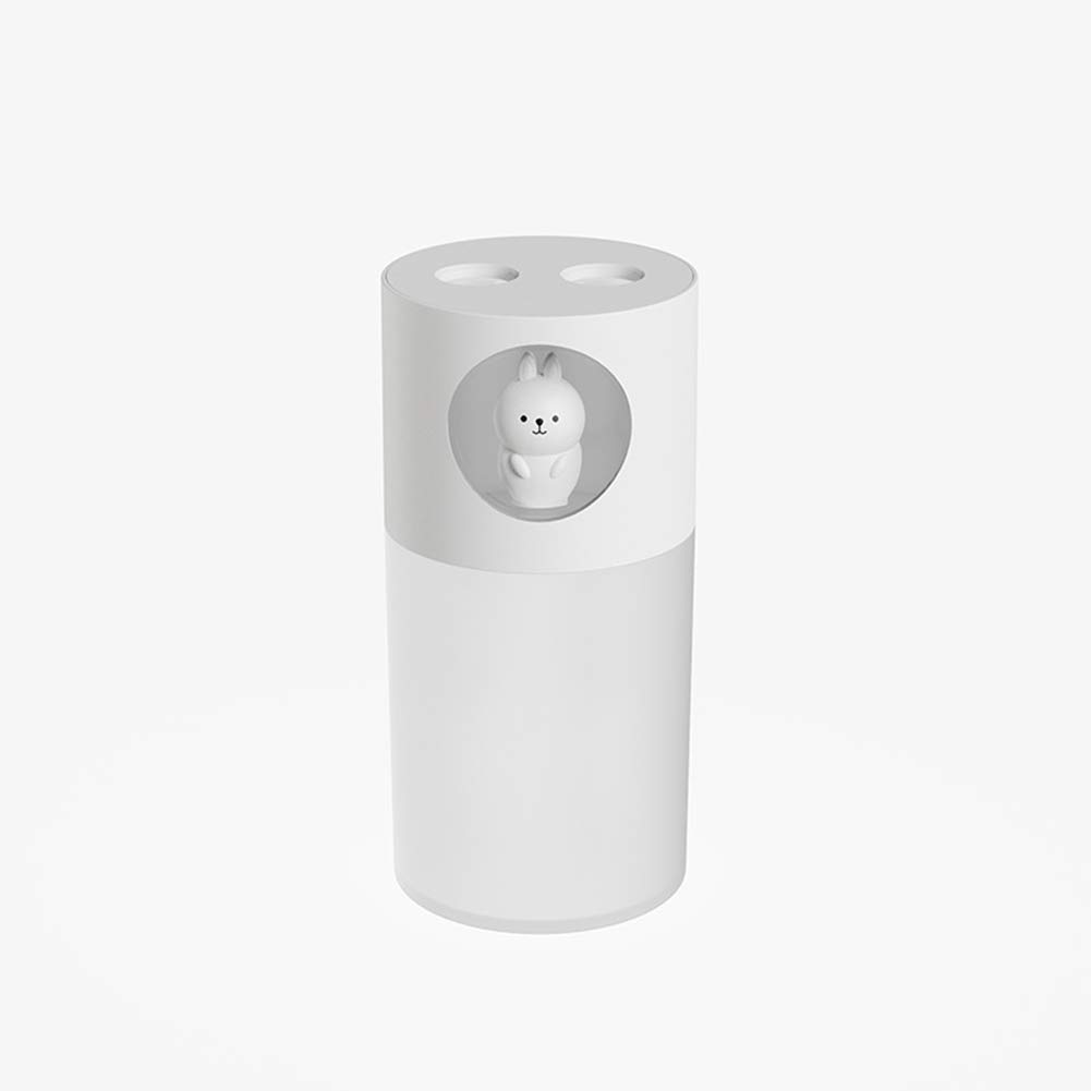 Adoolla Mini Air Humidifier - Cute Cartoon Design, Dual Spray USB Cool Mist Maker for Home, Office, Bedroom, Nursery & Car - White (Perfect for Dry Air Relief & Aromatherapy)