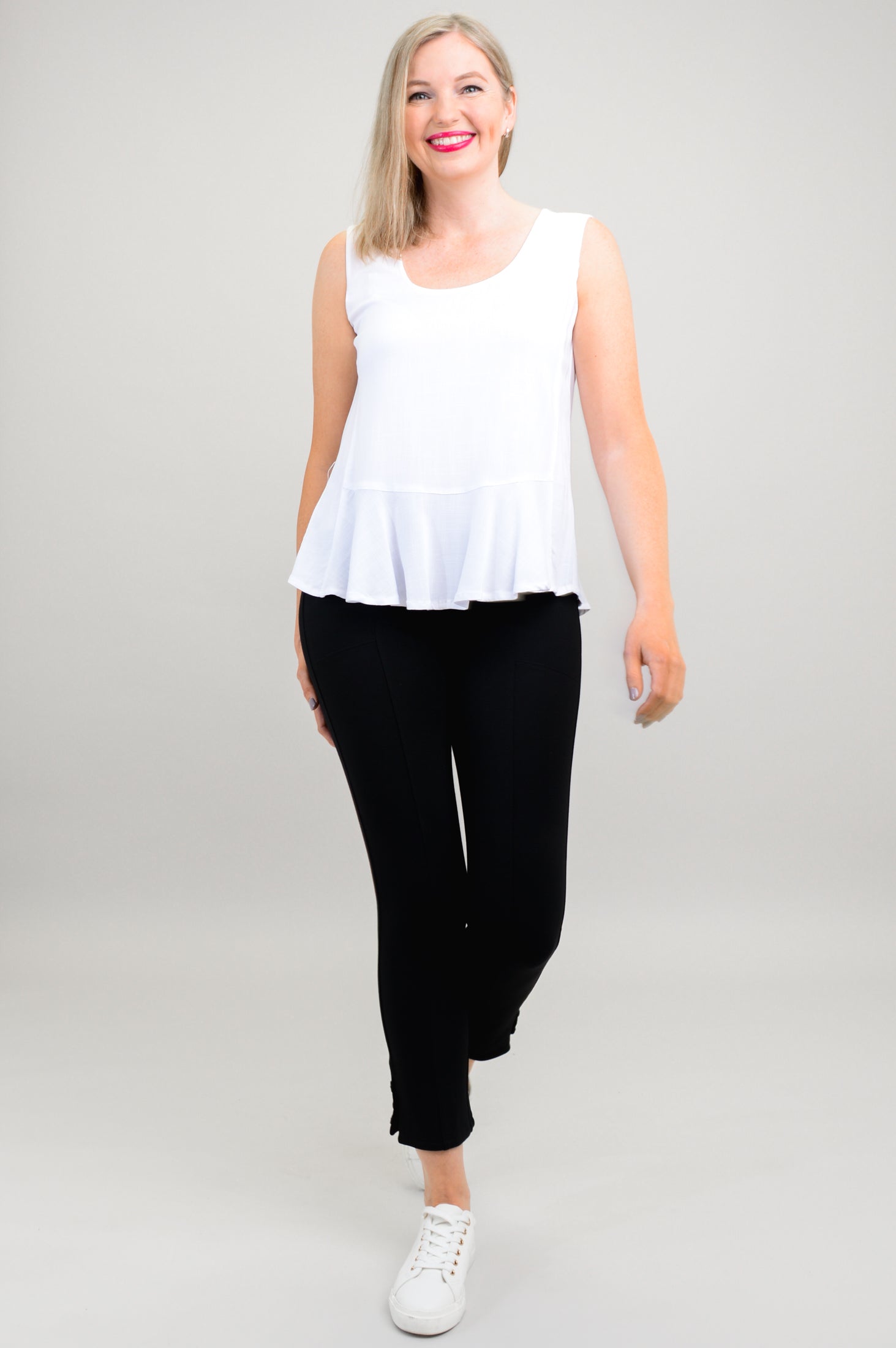 Premium White Linen Bamboo Ginny Tank Top for Women - Soft & Breathable Summer Casual Wear for Outfits, Beach, and Layering