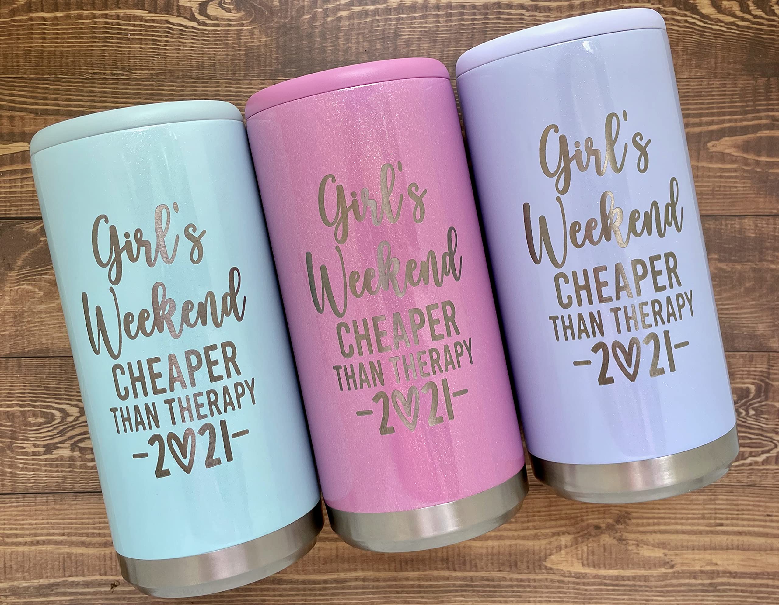 Personalized Skinny Can Cooler for Girls Weekend - Hard Seltzer & Slim Can Insulated Tumbler - Perfect for Girls Getaway, Vacation & Trip Weekend - Great for Pool Parties, Beach Outings & Bachelorette Celebrations