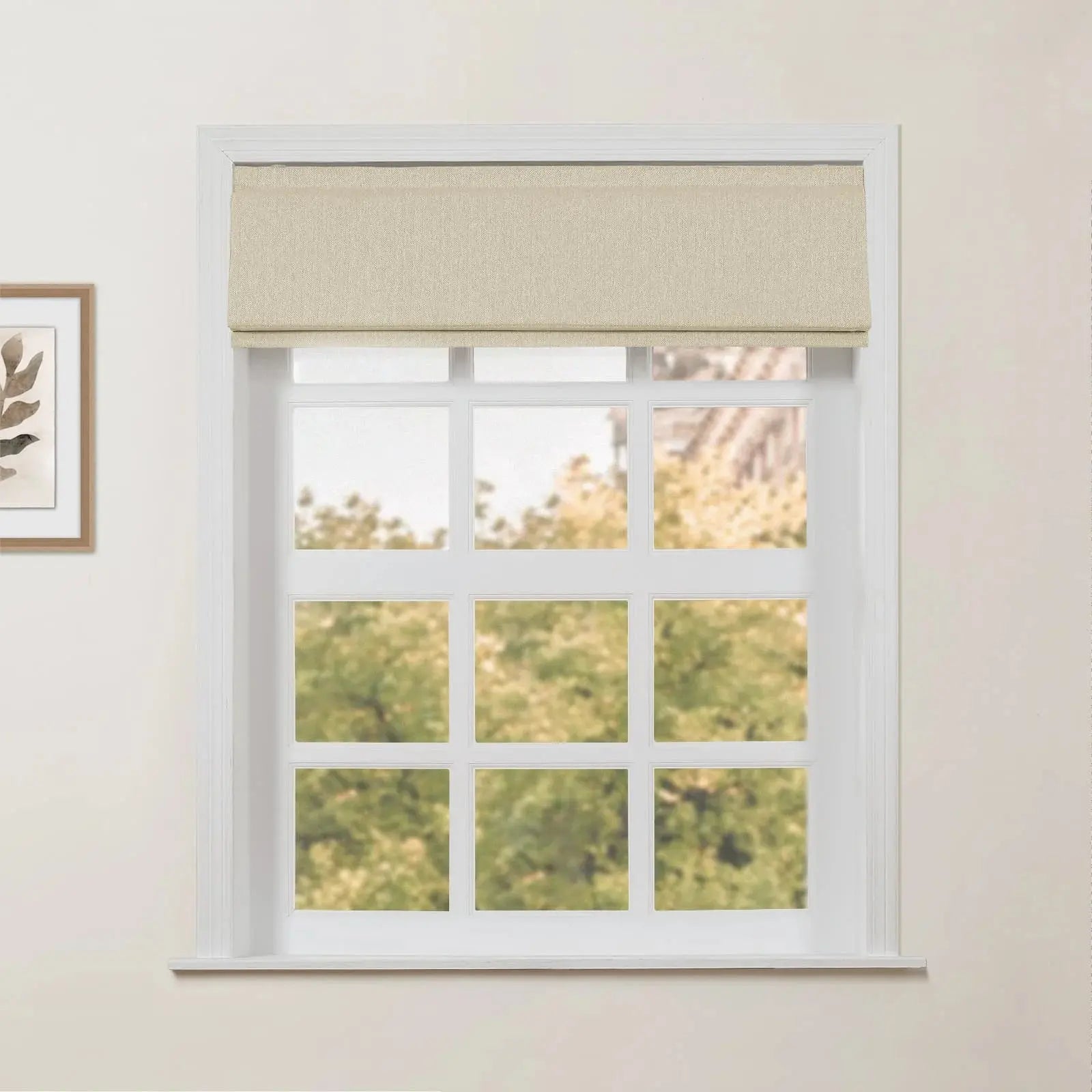 Ron Linen Cotton Herringbone Roman Shade - Cordless Window Treatment for Living Room, Bedroom & Office (Blackout/Sheer Options)