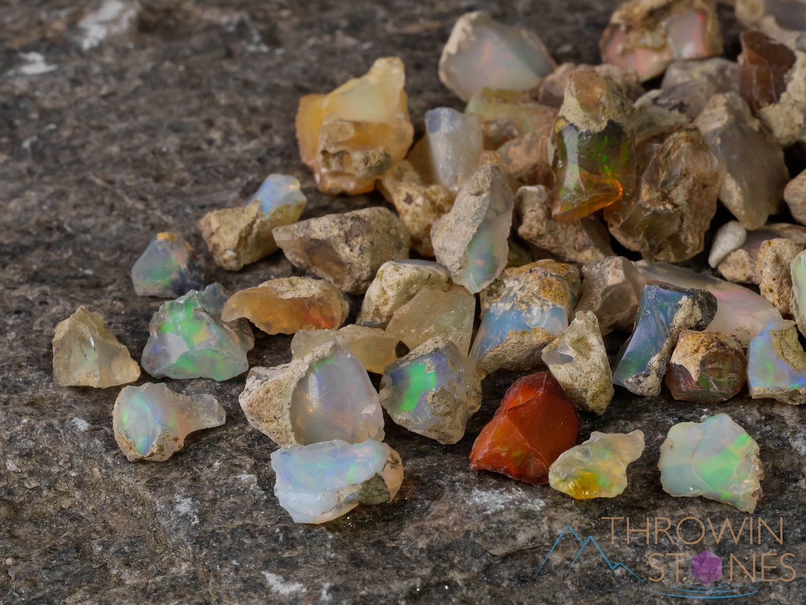 Natural Raw Opal Crystals - A Grade Small Bulk Rough Welo Opal Lot (E0088) for Jewelry Making, Crystal Healing & Mineral Collection