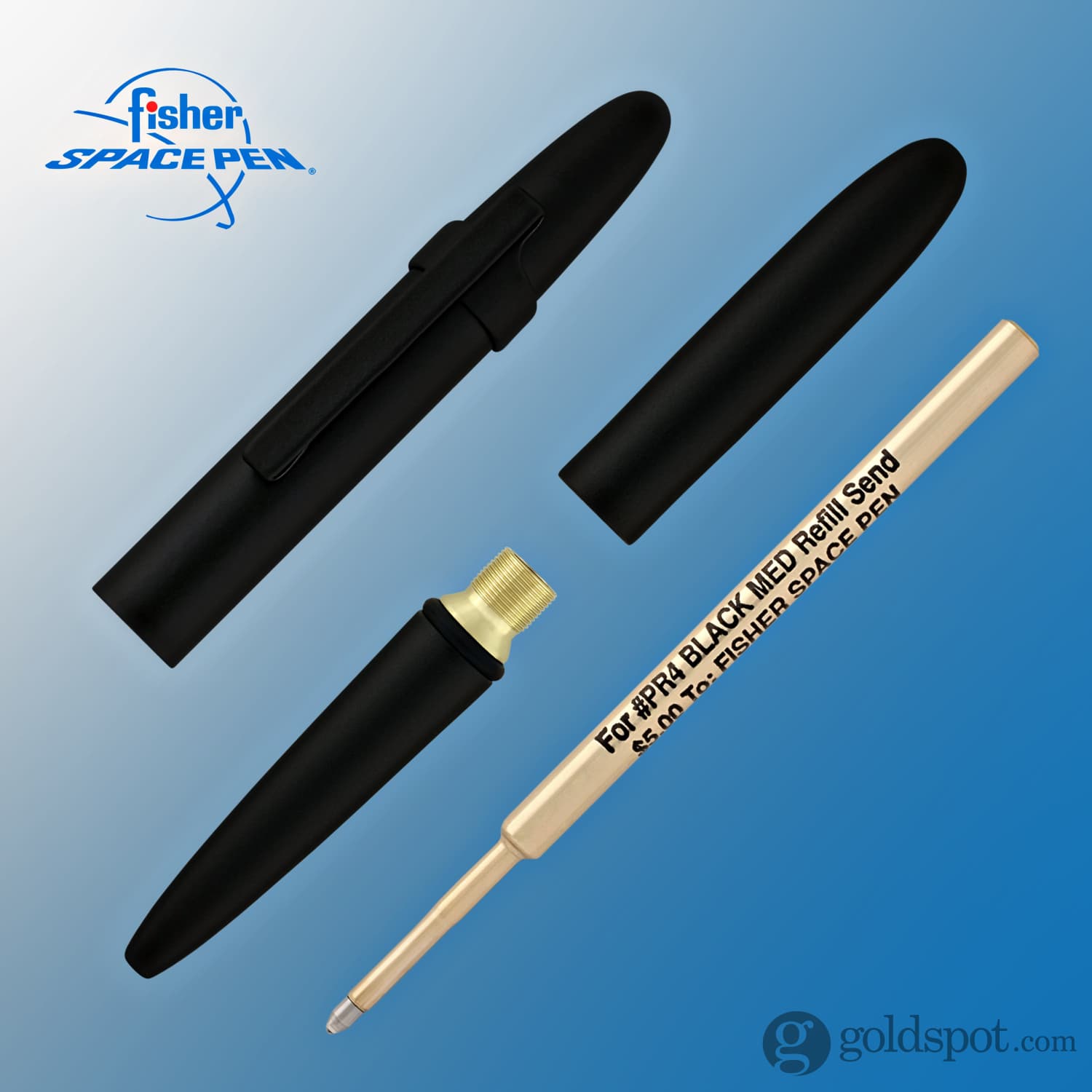 Fisher Space Pen Bullet Ballpoint Pen - Matte Black with Clip | Compact & Refillable for Travel, Outdoor Adventures & Everyday Carry (EDC)