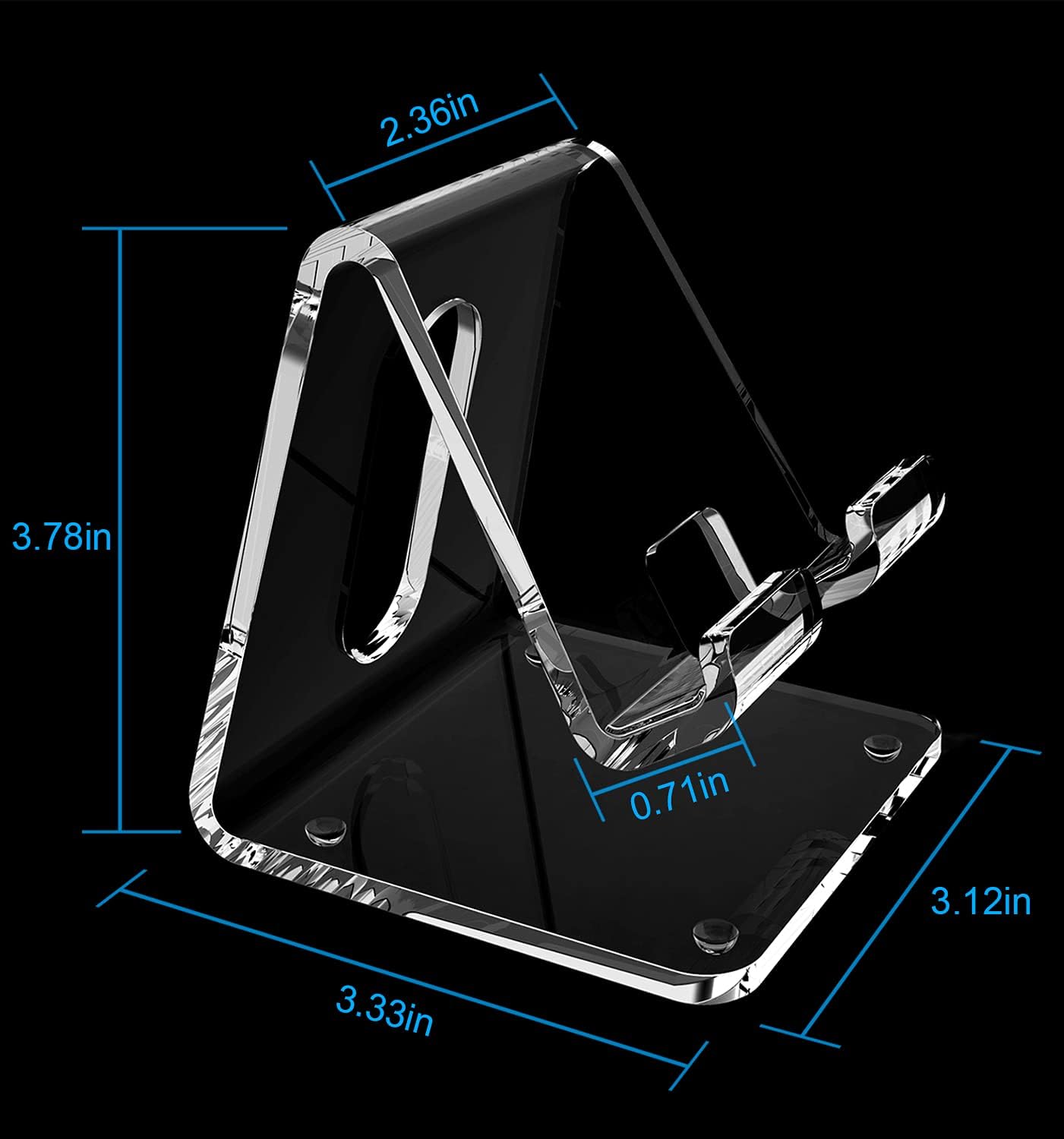 CRPICH Clear Acrylic Phone Stand Holder - 2 Pack Portable Desk Stand for iPhone 16/15/14/13/12 Pro Max/11/XR/Plus/SE, Android Smartphones, Switch & Tablets - Perfect for Office, Home & Travel Use