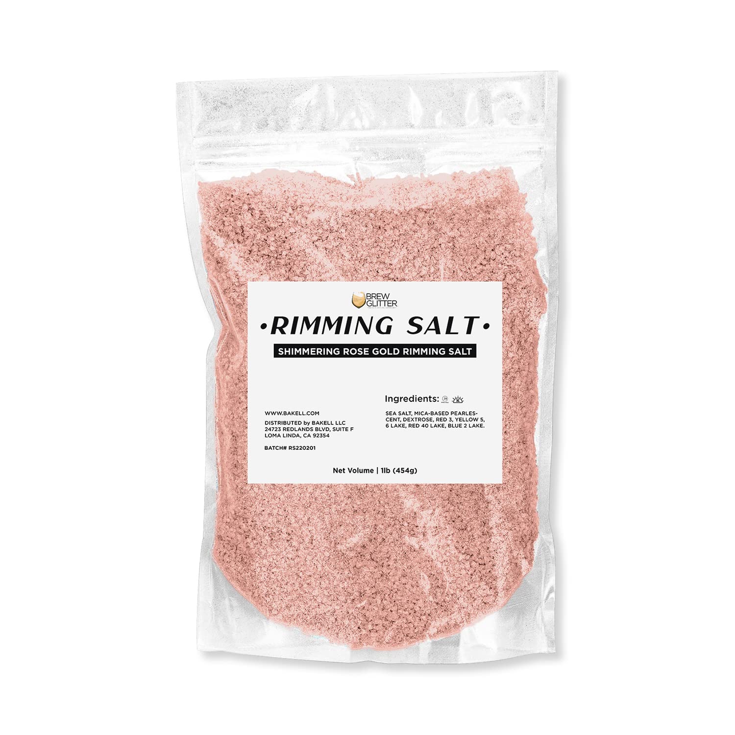 Brew Glitter - Edible Rose Gold Shimmering Rimming Salt (1LB, Resealable Bag) for Cocktails, Margaritas & Beverages - Perfect Drink Garnish for Parties, Weddings & Bar Mixology