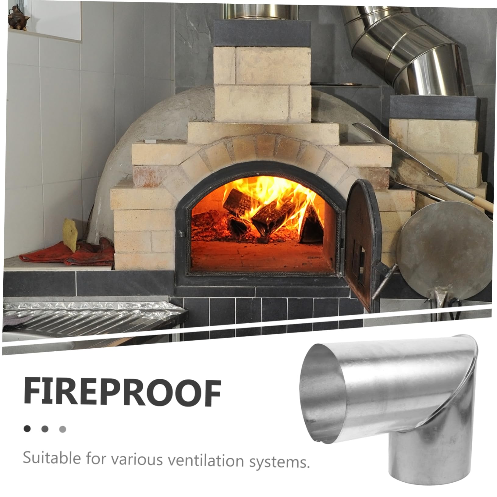 Cabilock 90 Degree Stainless Steel Stove Pipe - 15cm Chimney Flue for Wood Stove, Oven & Fireplace | Durable Metal Ventilation Hose for Kitchen Exhaust & Smoke Removal | Perfect for Home Heating, Outdoor Cooking & Camping