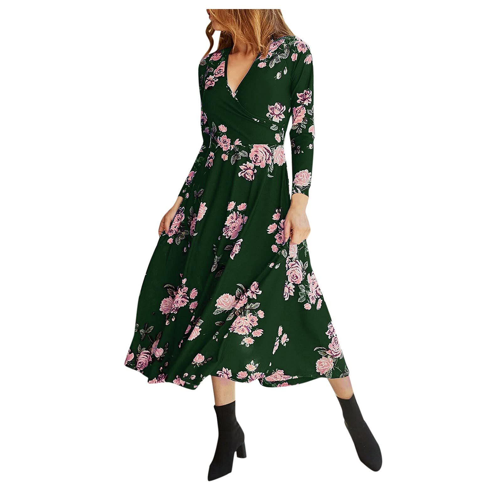 **Elegant Women's Summer V-Neck Long Sleeve Retro Party Dress - Perfect for Club, Evening Events & Special Occasions**