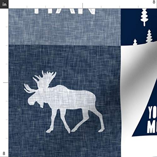 Navy Moose Little Man Printed Velvet Fabric by The Yard - Trendy Patchwork Upholstery & Apparel Material for Home Decor, Baby Clothes & DIY Crafts