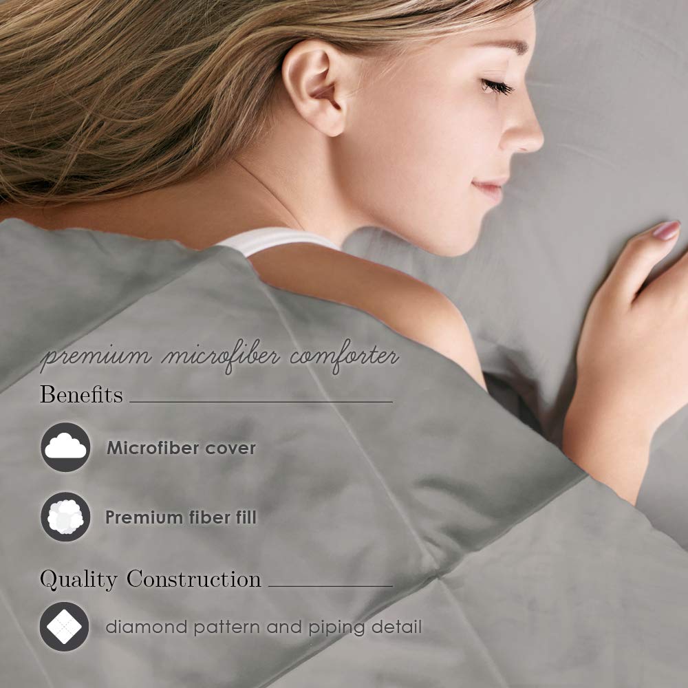 Fabrictech International 5-Piece Sleep Kit - Twin Size Bedding Set with Comforter, Sheet Set & Pillow in Dove Gray | Soft & Breathable for Cozy Nights | Perfect for Dorms, Guest Rooms & Kids Bedrooms (PCSMFBB-T-GY)
