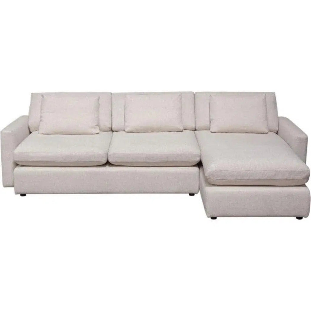 2-Piece Reversible Chaise Sectional Sofa in Cream - Modern L-Shaped Couch for Living Room, Lounge & Family Room - Soft Fabric Upholstery with Reversible Chaise Design