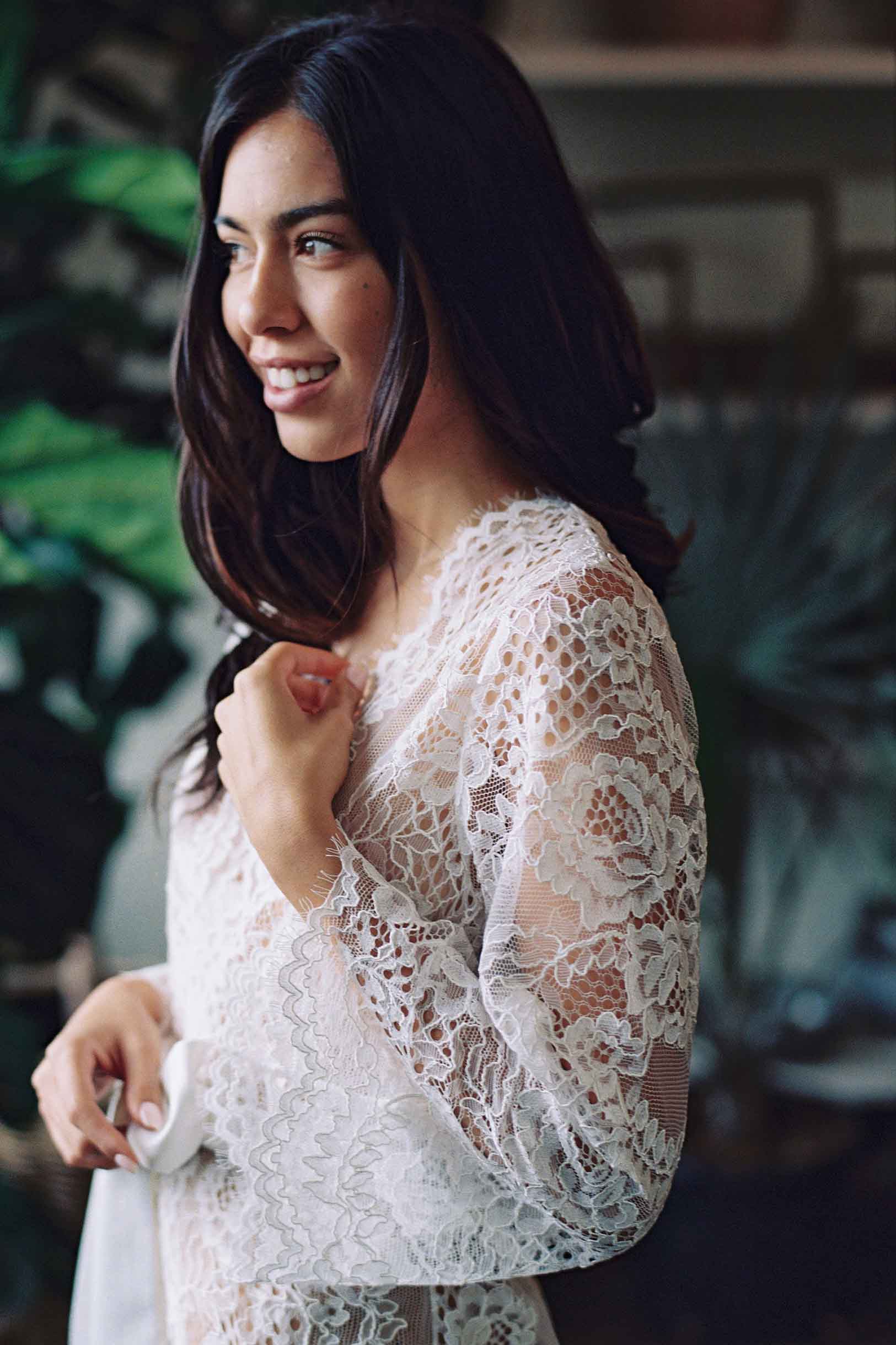 Leah Boho Lace Robe - Elegant Ivory & Black Kimono Cover Up for Women | Perfect for Beach Weddings, Bridal Party, and Relaxing at Home
