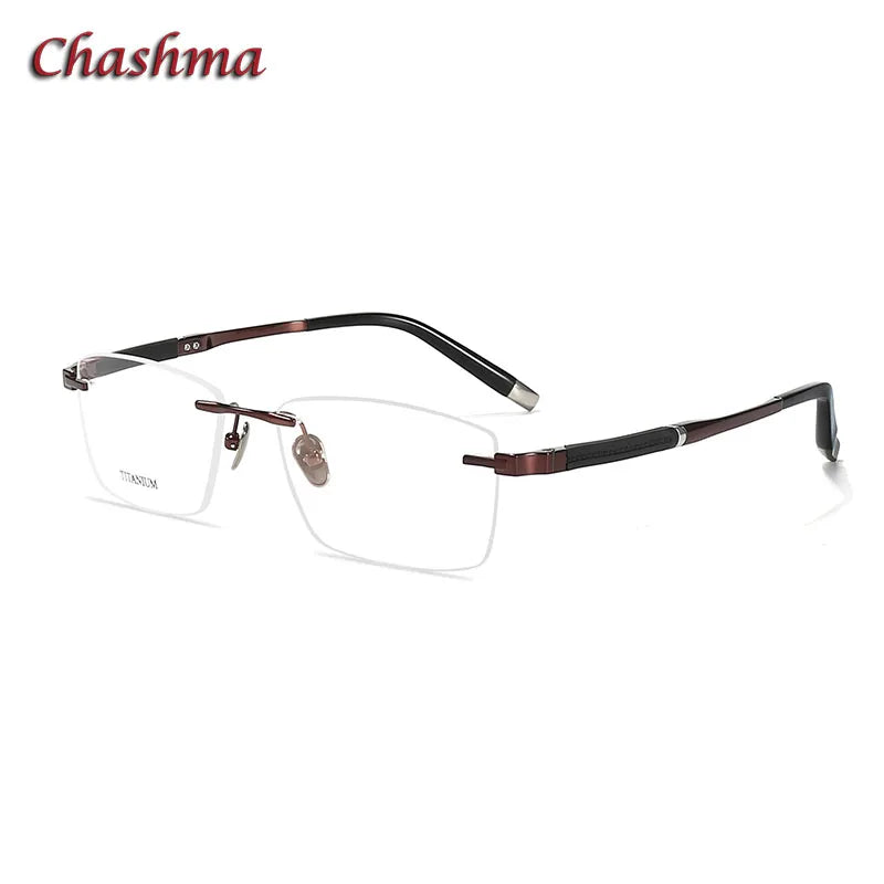 Lightweight Titanium Rimless Square Eyeglasses for Men - Stylish & Durable Frame (Model 9058) | Perfect for Office, Reading & Everyday Use