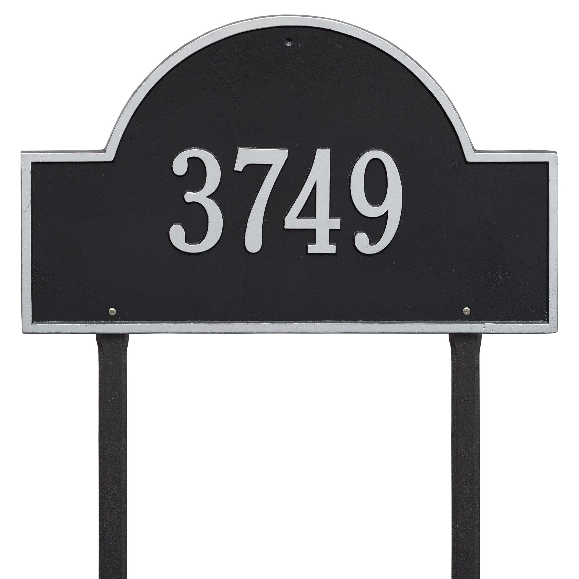 Whitehall Products 1101BS Arch Marker - Black/Silver Estate Lawn Memorial Plaque - Personalized One-Line Engraving for Graves & Memorial Gardens