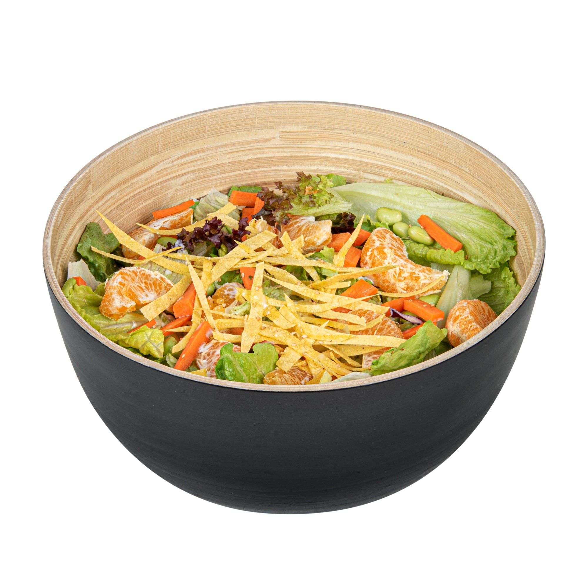 Bambuddha 30 oz Round Black Spun Bamboo Large Salad Bowl - 11 x 11 x 5.5 Inches - Perfect for Serving Salads, Pasta, Fruits & Party Snacks - Eco-Friendly Kitchenware (1 Count)