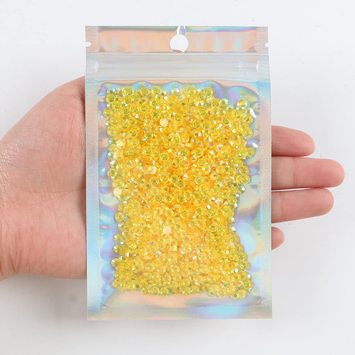 2500pcs 4mm 25g Jelly Rhinestones AB Color Non-Hotfix Glitter Resin Gems for Crafts - DIY Mugs, Water Bottles, Tumblers, Nail Art, Phone Cases & Home Decor (T49 Transparent Yellow AB) - Perfect for Scrapbooking, Jewelry Making & Party Decorations