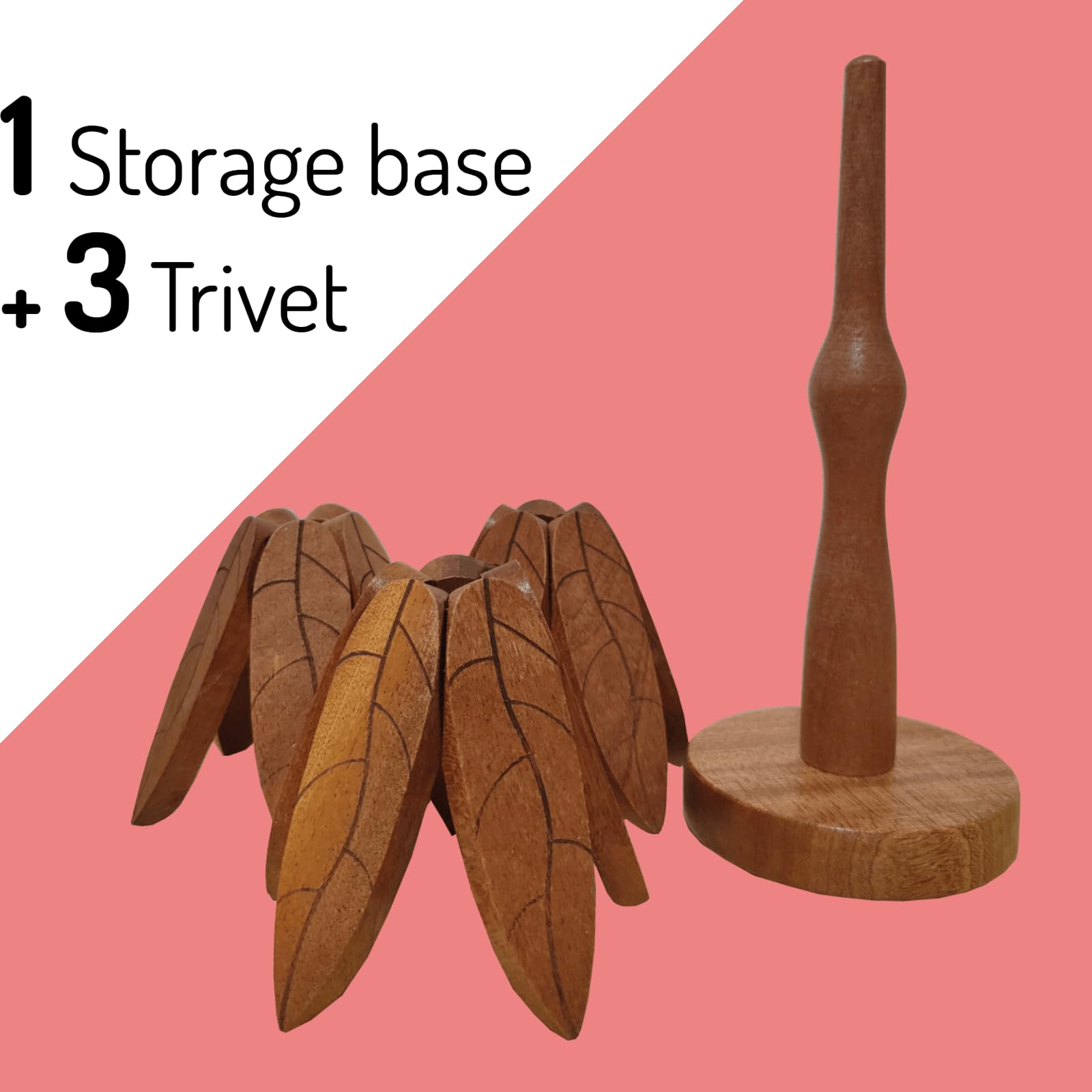 Heat-Resistant Wooden Trivet Set - 3pc Christmas Tree Coasters for Hot Pots & Dishes - Kitchen & Dining Decor