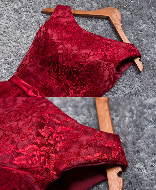 Elegant Burgundy A-Line Lace Short Prom Dress for Women | Formal Evening Gown for Homecoming, Cocktail Party & Special Occasions