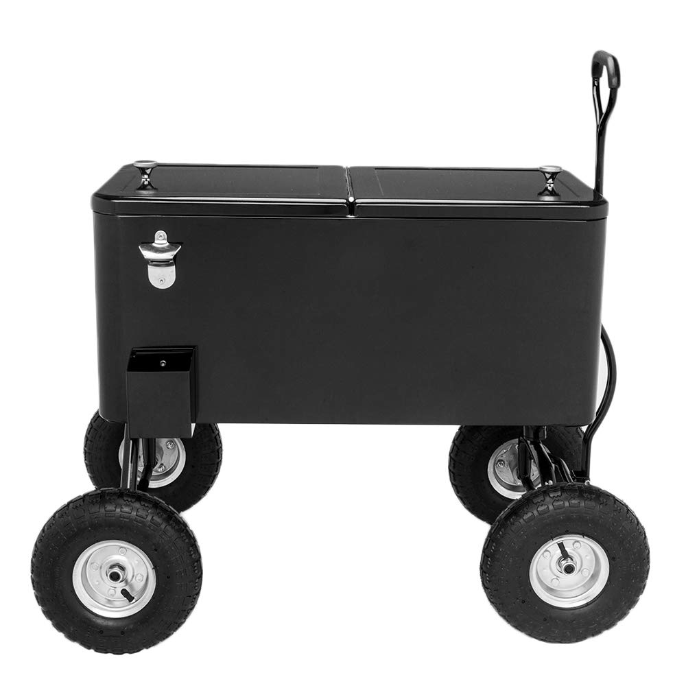 VINGLI 80 Quart Rolling Cooler with Wheels - Heavy Duty Portable Ice Chest for Beach, Camping, Tailgating & Outdoor Parties - Insulated Beverage Cooler with Long Handle & 10