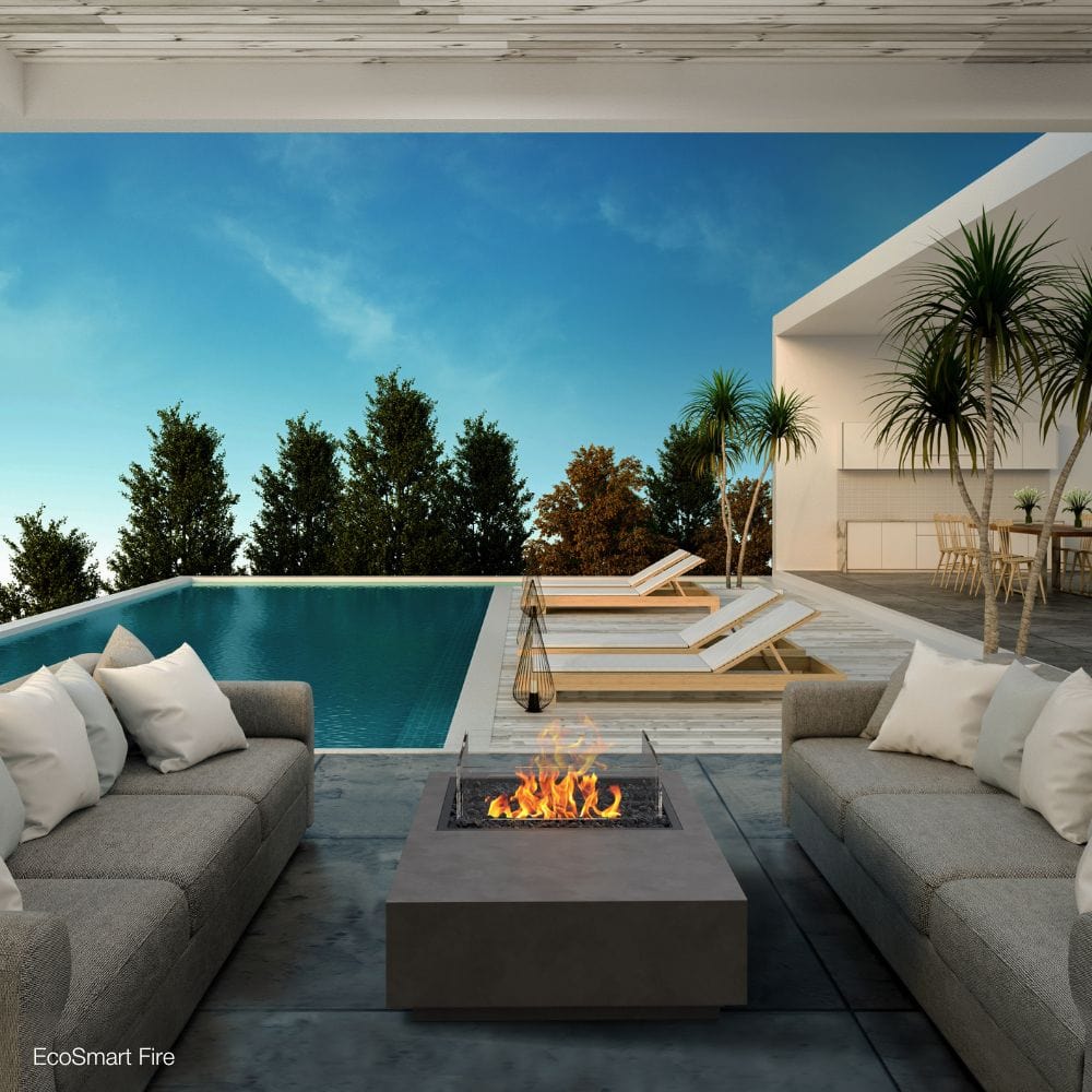 EcoSmart Fire Manhattan 50 Compact Rectangular Fire Pit Table - Outdoor Patio Heater for Backyard, Deck, Garden - Propane Gas Fire Pit with Modern Design