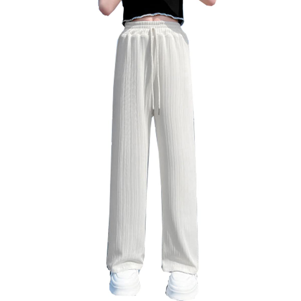Milokado Girls Wide Leg Pants - Kids Comfortable High Waisted Loose Fit Trousers with Adjustable Drawstring - Perfect for School, Playtime & Casual Outings
