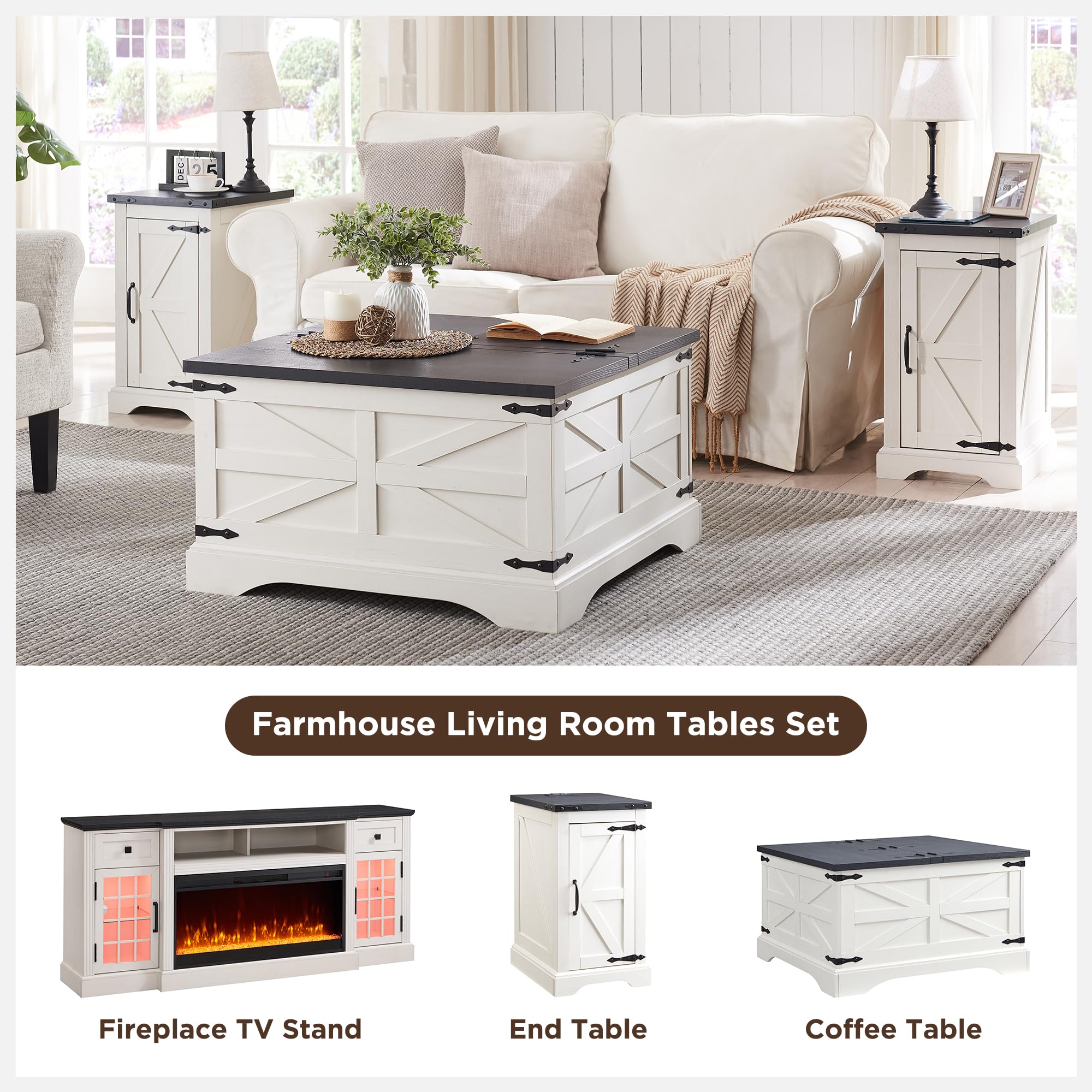 Farmhouse Lift Top Coffee Table with Storage - 36