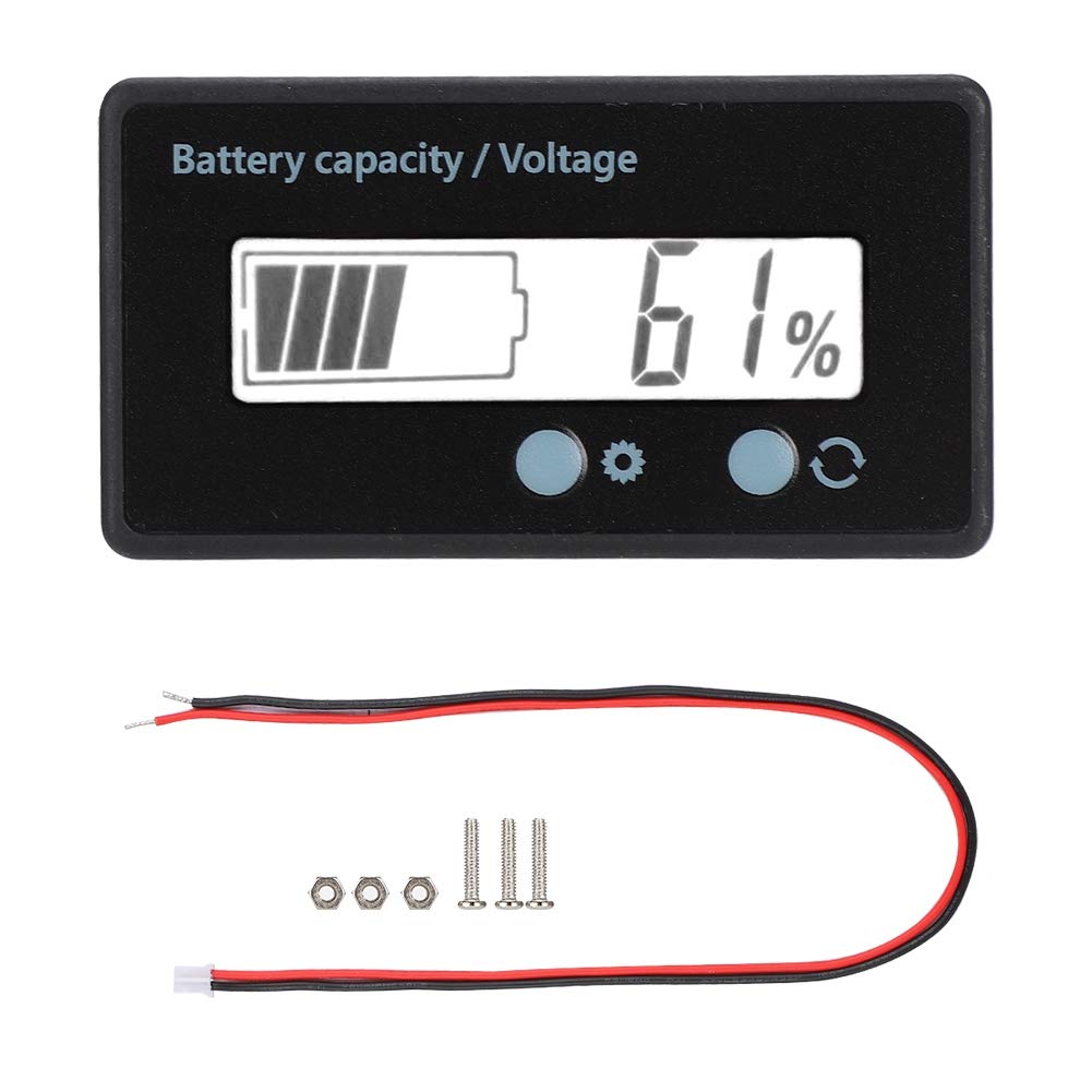 12V-48V LCD Battery Monitor with Alarm - Waterproof Voltage Tester for Cars, Boats, Solar Systems