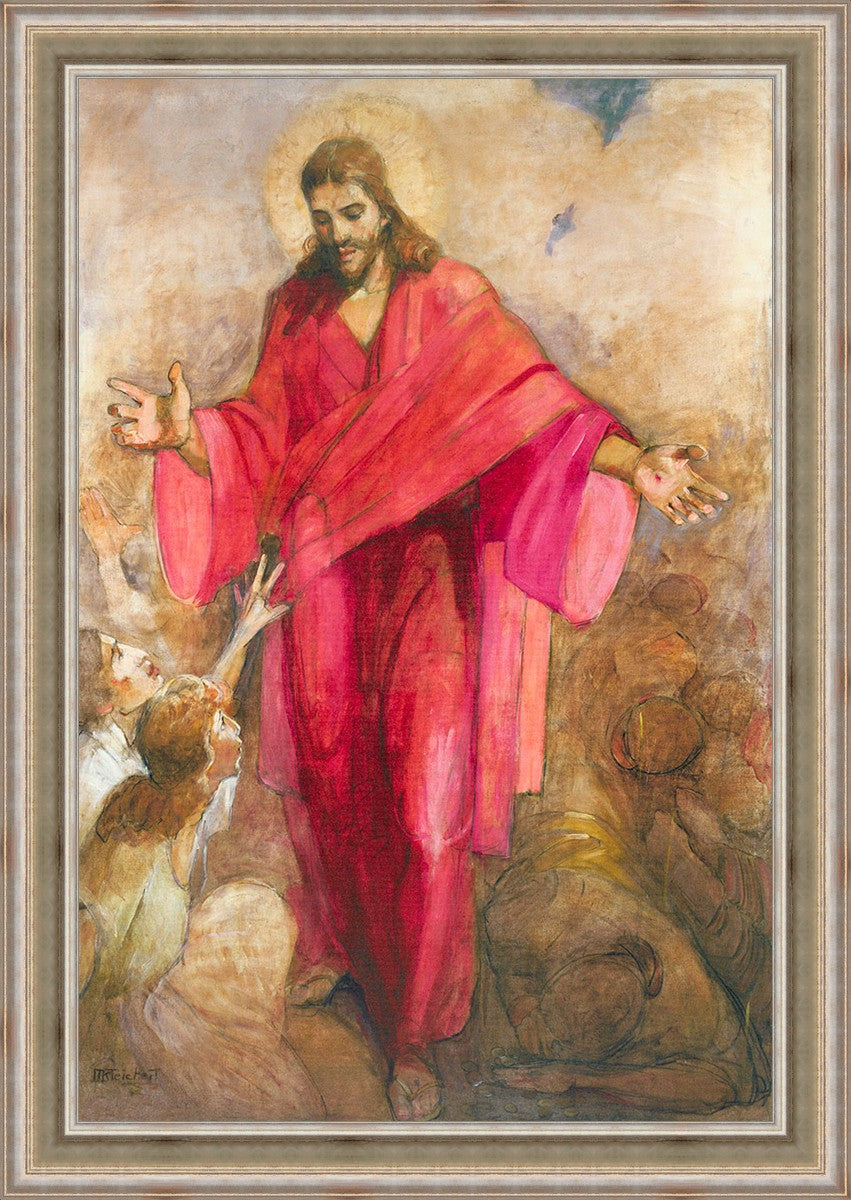 Large Christ in Red Robe Wall Art - Religious Home Decor for Living Room, Bedroom & Church