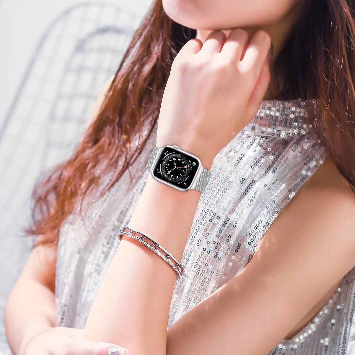 Premium Stainless Steel Band for Apple Watch 38/40/41/42/44/45mm - Magnetic Strap Compatible with iWatch Series 9/8/7/6/5/4/SE/3/2/1 - Includes Screen Protector Case - Unisex Design for Men & Women - Perfect for Workouts, Office & Everyday Wear