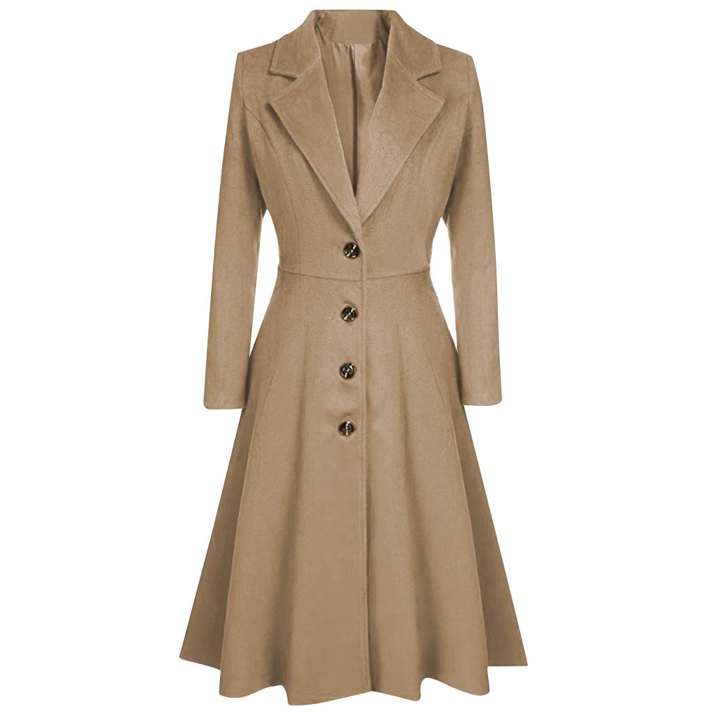 GQFDBS Women's Fleece Black Long Trench Coat - Winter Warm Lapel Button Jacket for Women | Perfect for Outdoor Activities, Work & Casual Wear