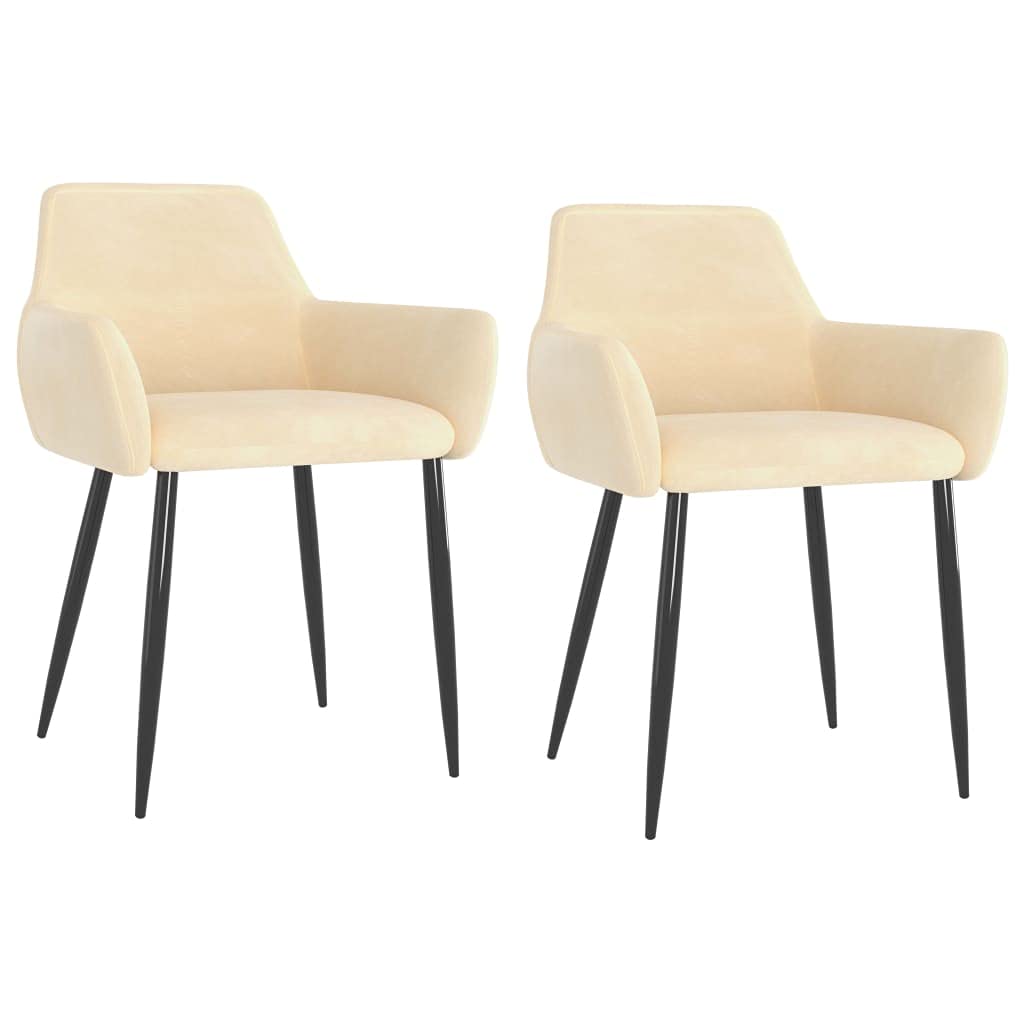 Luxury Velvet Upholstered Dining Chairs Set of 2 - Cream Fabric Kitchen Chairs with Back Support for Dining Room, Bedroom & Home Decor | Elegant Seating for Dinner Parties & Family Gatherings