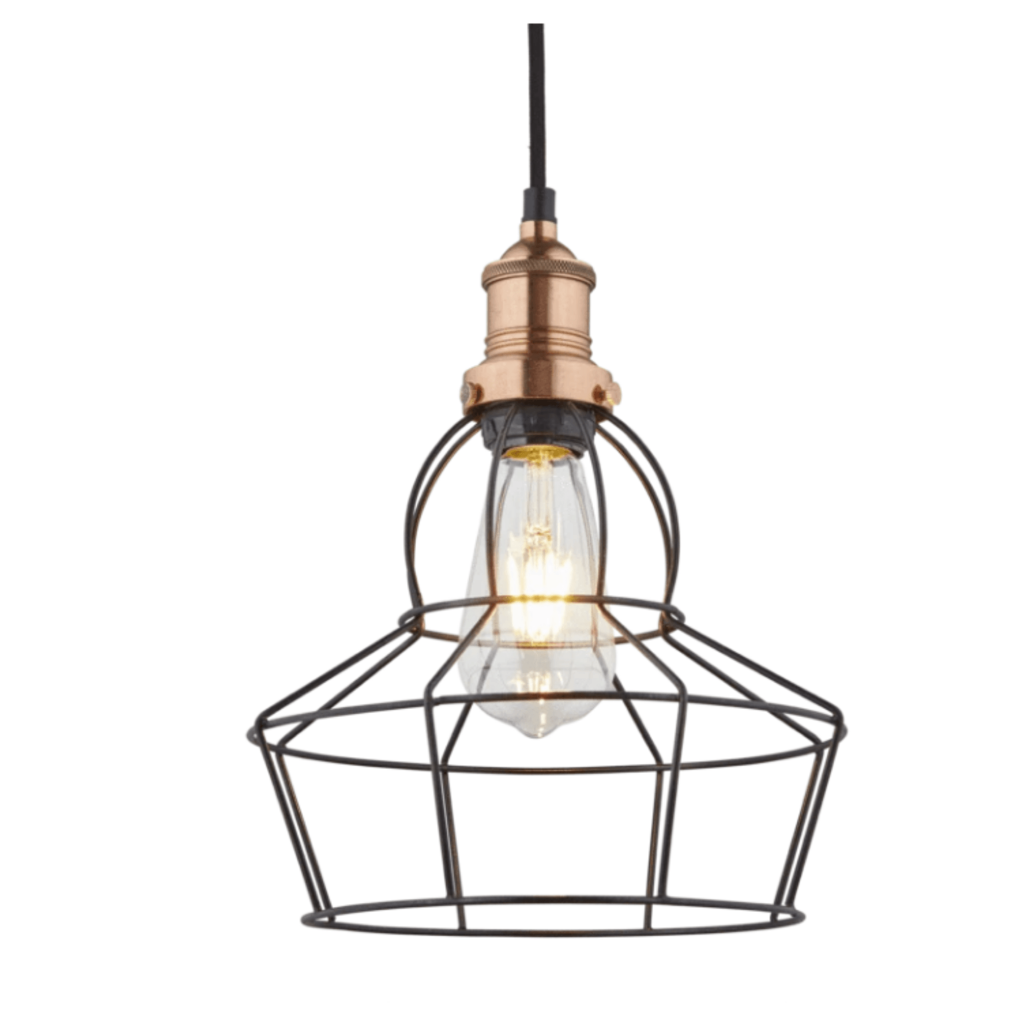 8 Inch Pewter Rose Brooklyn Wire Cage Pendant Light - Vintage Industrial Style for Dining Room, Kitchen, or Bedroom Lighting
