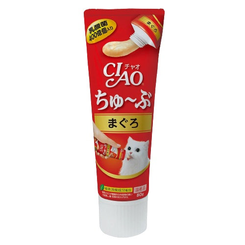 Inaba Ciao Churu Tuna & Chicken Cat Treats - Creamy Vitamin Paste with Probiotics & Green Tea Extract (80g) - Healthy Snack for Cats - Perfect for Training, Bonding & Rewarding Your Feline Friend