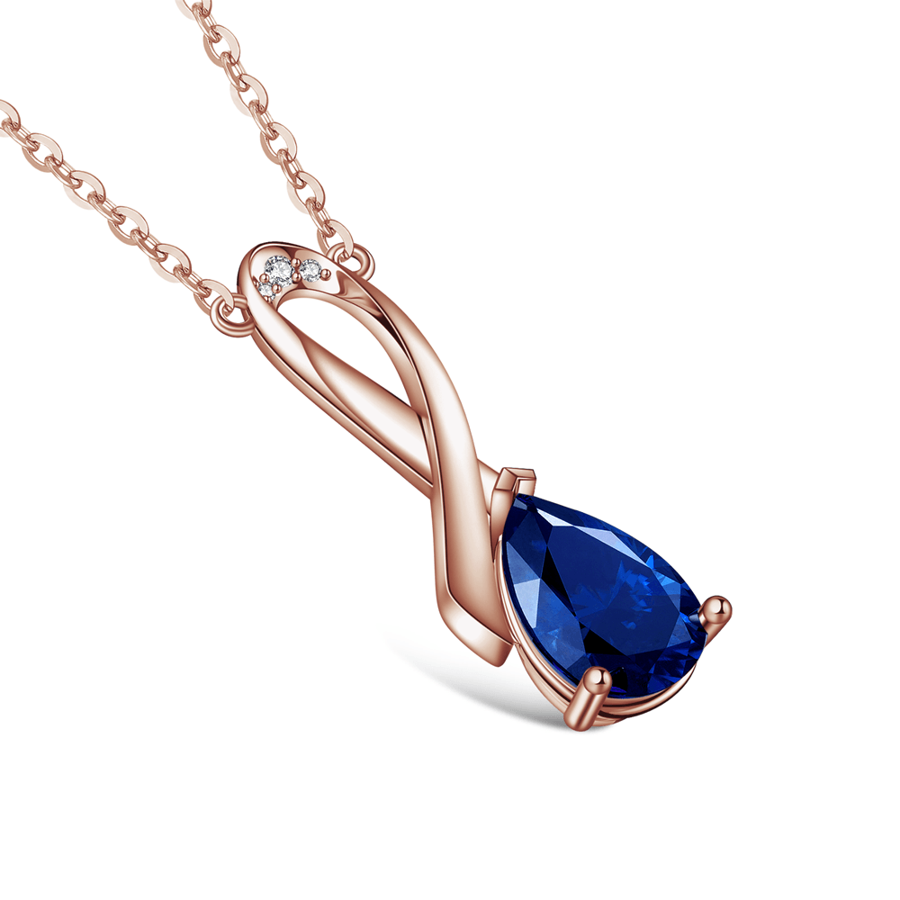 Elegant Blue & Pink Sapphire Necklace with Silk Ribbon - Perfect for Weddings, Anniversaries & Romantic Gifts