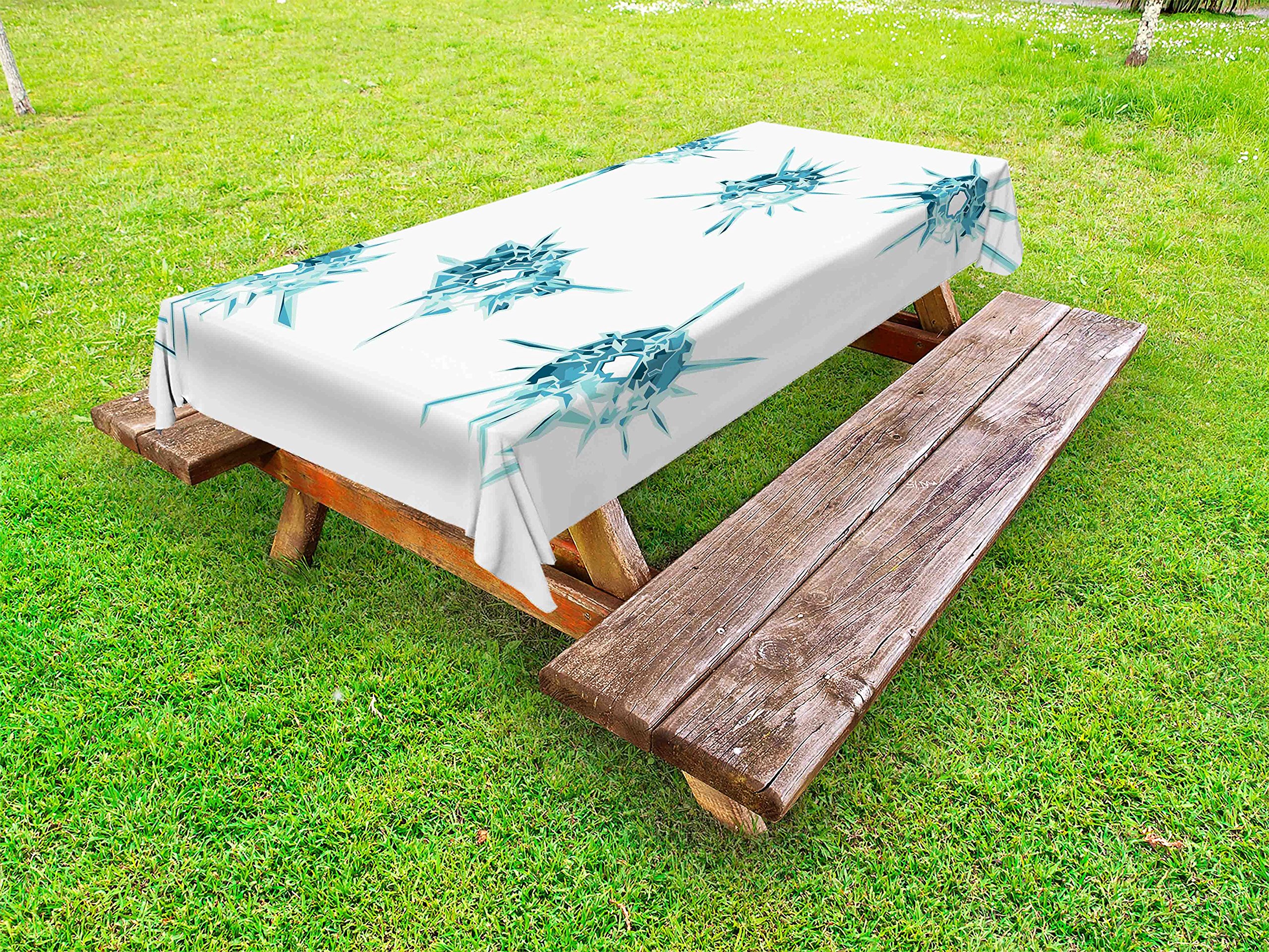 Ambesonne Modern Waterproof Outdoor Tablecloth - Elegant Diamond Crystal Print Washable Picnic Table Cover 58