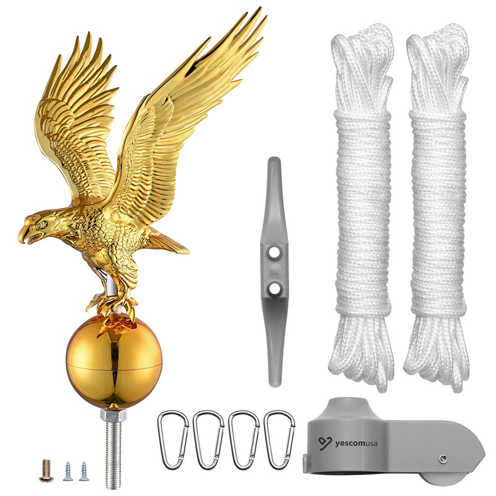 TheLAShop Heavy Duty Flagpole Truck Pulley Cleat Hardware Kit - Ball & Eagle Options for Flag Display, Boat Rigging, and Outdoor Decor