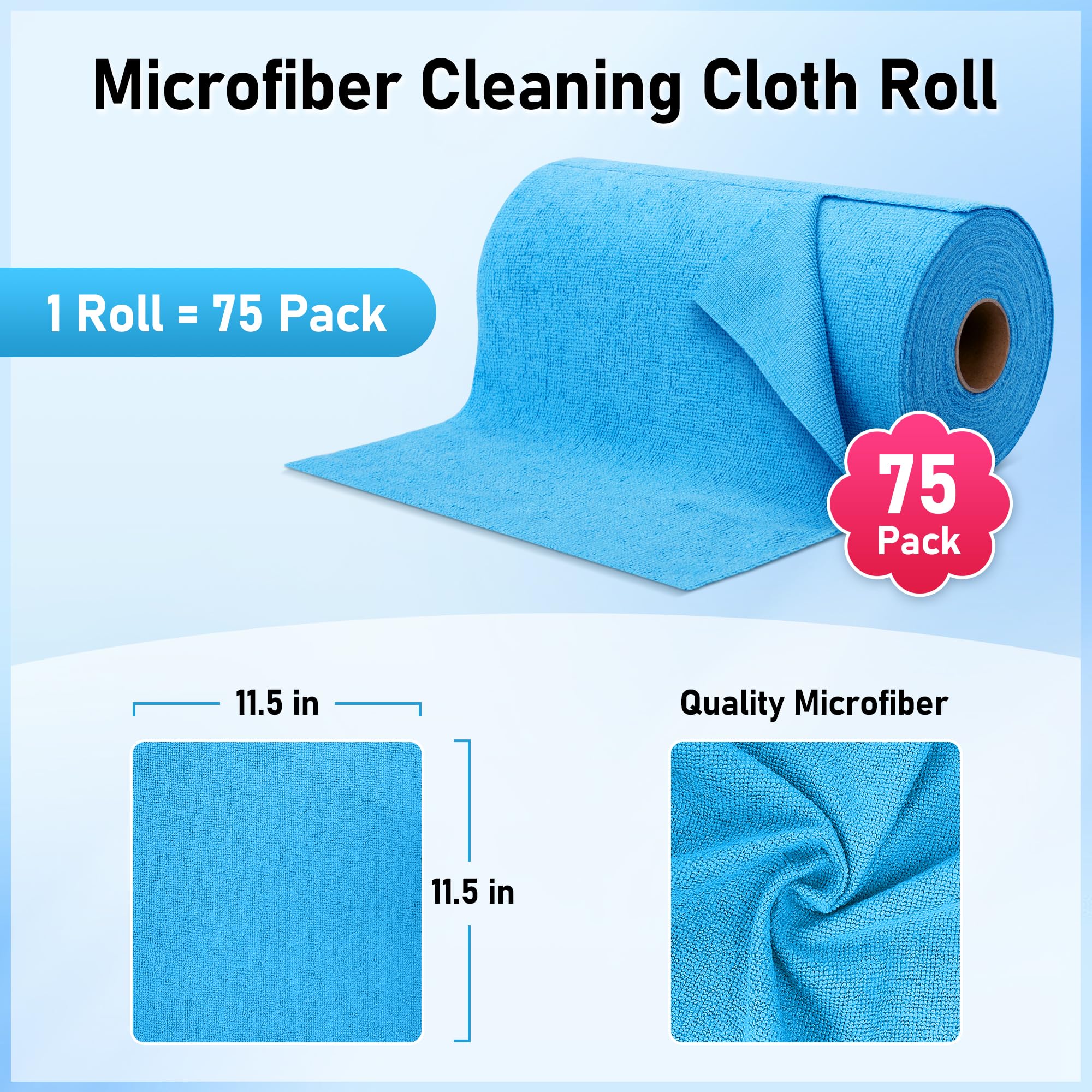 HOMERHYME 75-Pack Microfiber Cleaning Cloths - 11.5