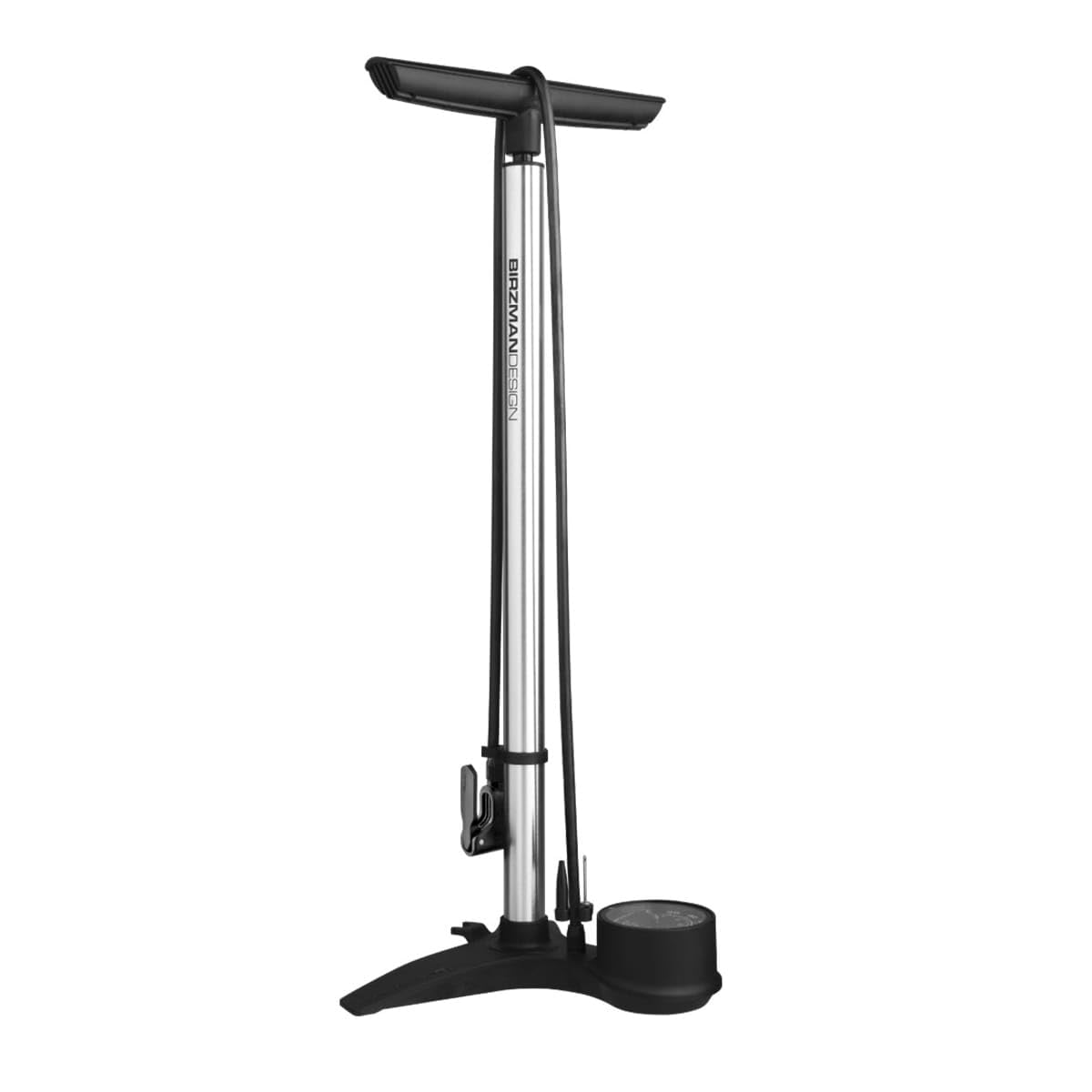 Bontrager Flick-It II Silver Floor Bike Pump - High Pressure Presta & Schrader Valve Compatible - Perfect for Road Bikes, Mountain Bikes & Home Garage Use