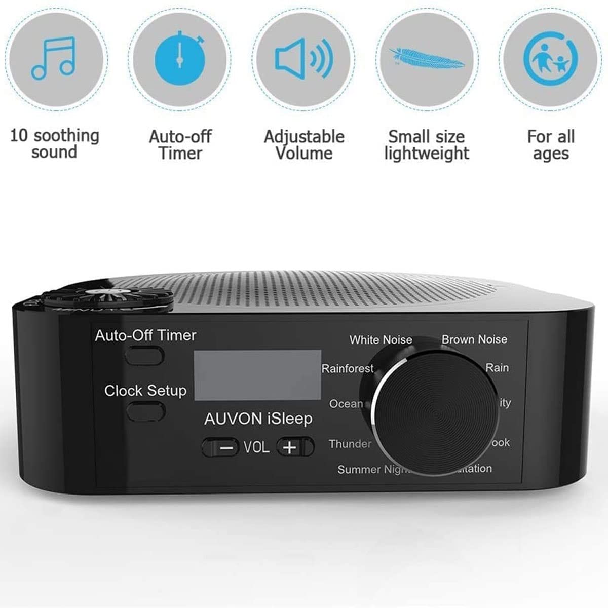 Portable White Noise Machine for Adults & Babies - Adaptive Sound Technology with Non-Looping Nature Sounds, Fan Sounds | Perfect for Sleep, Meditation, Office Focus & Nursery Soothing