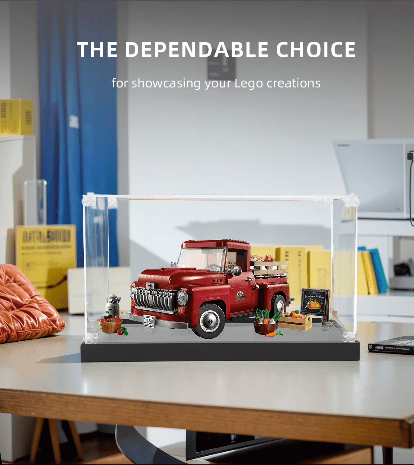 LEGO Pickup Truck 10290 Display Case - Clear Acrylic Showcase for Collectible Model | Perfect for Home Decor, Office Display & Gift Giving