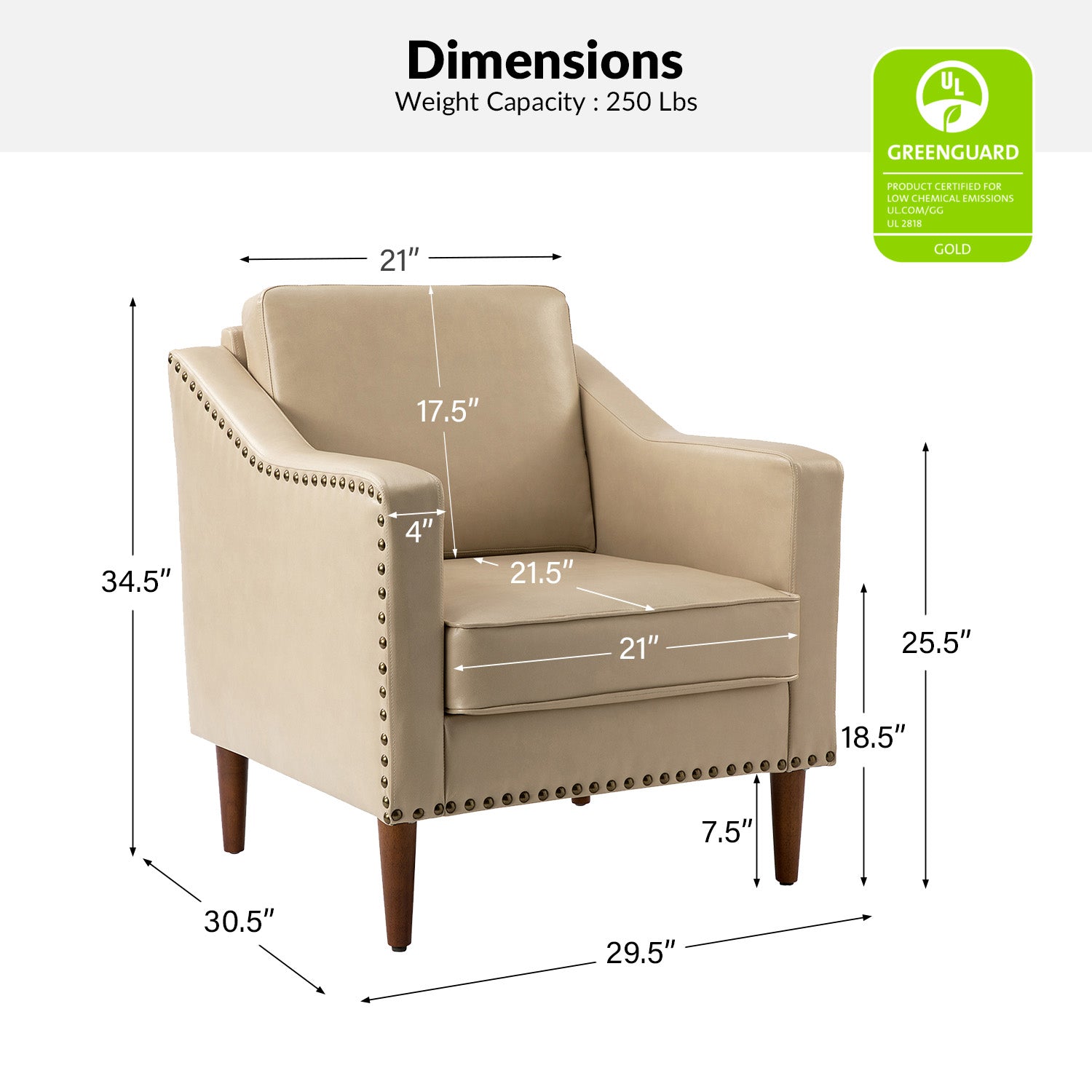 Rafaella Vegan Leather Armchair with Solid Wood Legs - Modern Vegan Leather Lounge Chair with Sturdy Wooden Legs for Living Room, Office, or Reading Nook