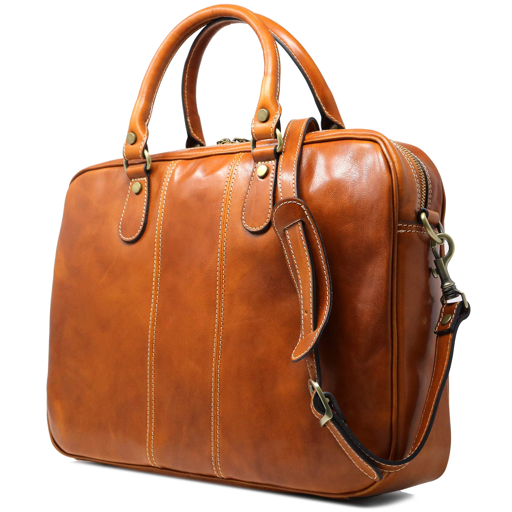 Premium Floto Venezia Slim Leather Laptop Briefcase for Business & Travel - Stylish & Durable 15.6 Inch Laptop Bag for Professionals, Office Commute & Business Trips