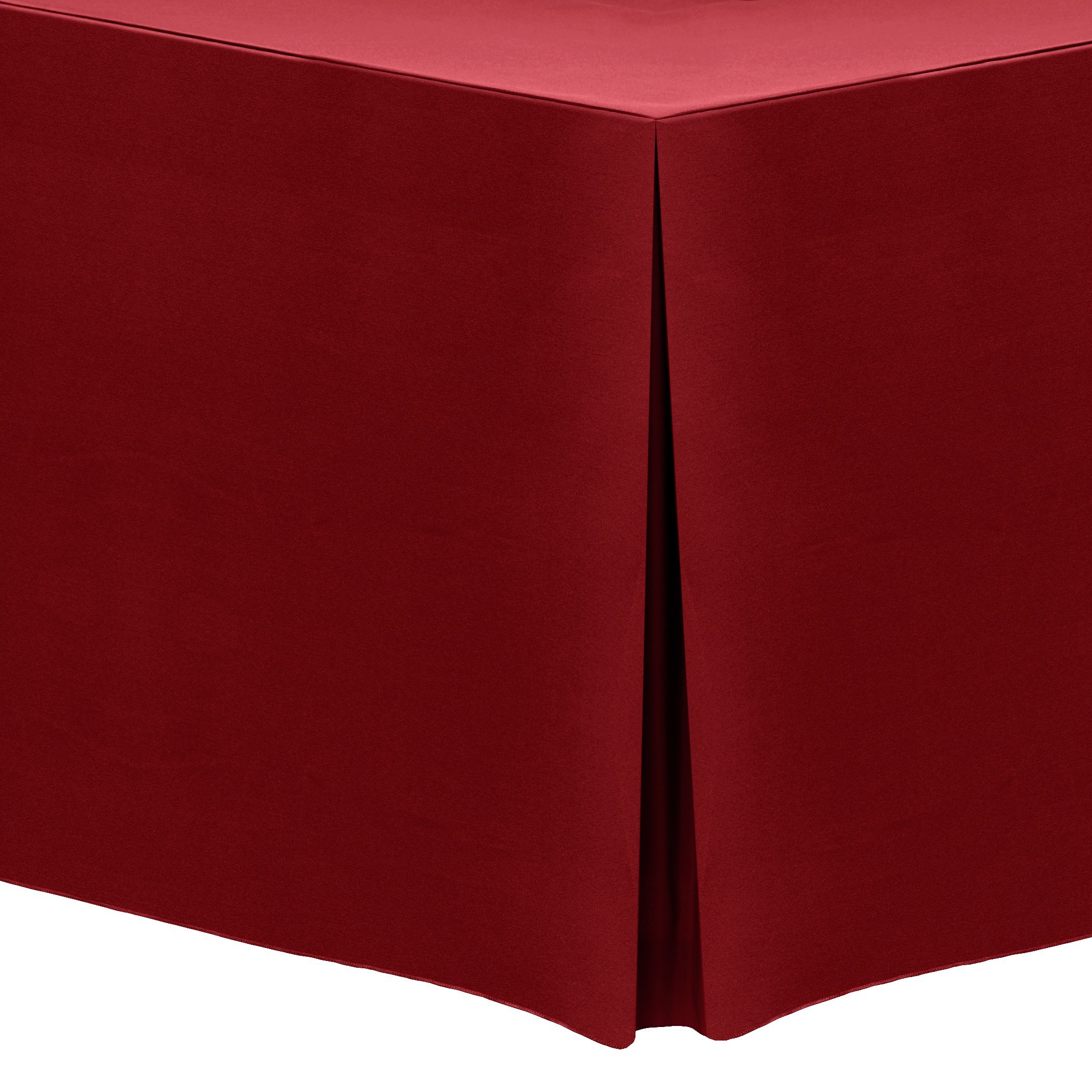 Ultimate Textile 3-Pack 4 ft. Fitted Polyester Tablecloth for 24 x 48-Inch Rectangular Tables - Cherry Red - Perfect for Dining, Parties, and Events