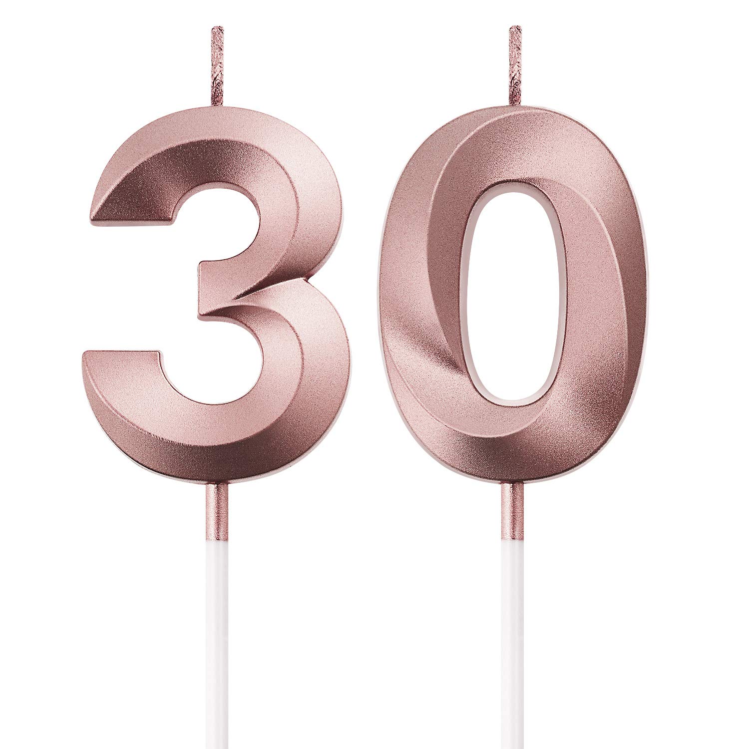 Rose Gold 30th Birthday Candles - Cake Topper for Parties & Anniversaries